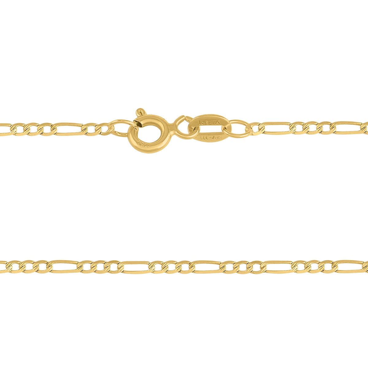 Cadena Tipo Fígaro Lisa 14K Oro Amarillo + Estuche