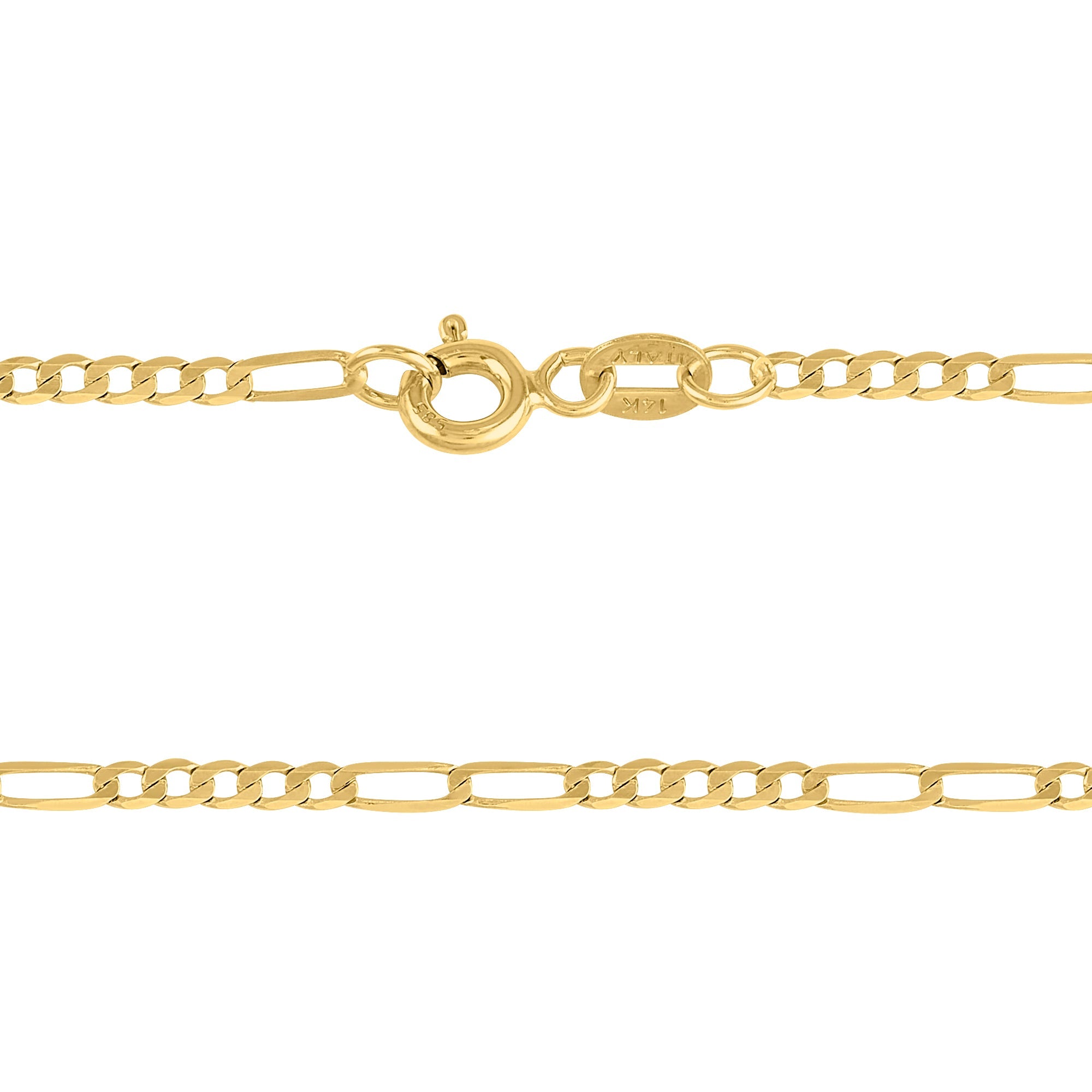 Cadena 5X2 Tejido Fígaro Troquelado 14K Oro Amarillo + Estuche