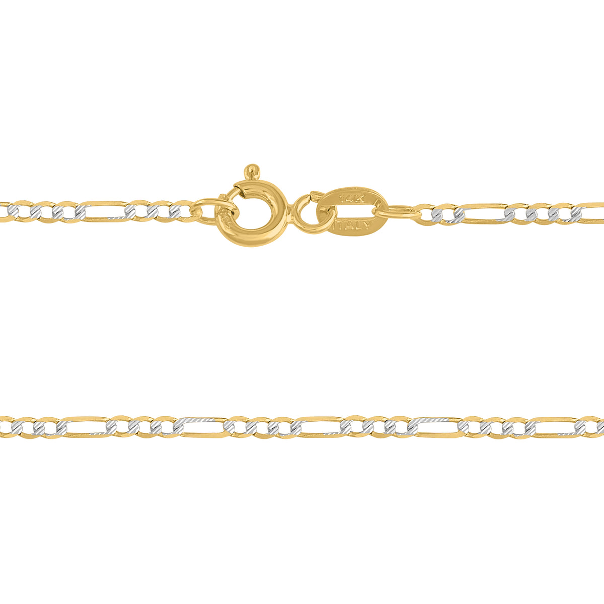 Cadena 3X1 Tejido Fígaro Diamantada 14K Oro Amarillo + Estuche