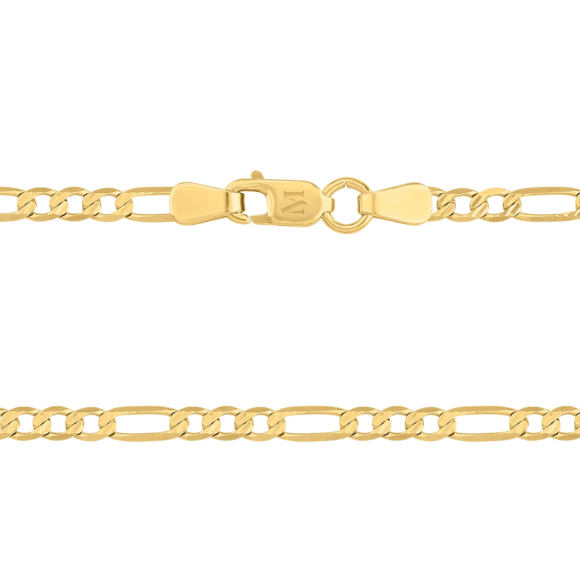 Cadena 3X1 Tejido Fígaro Troquelado 14K Oro Amarillo + Estuche