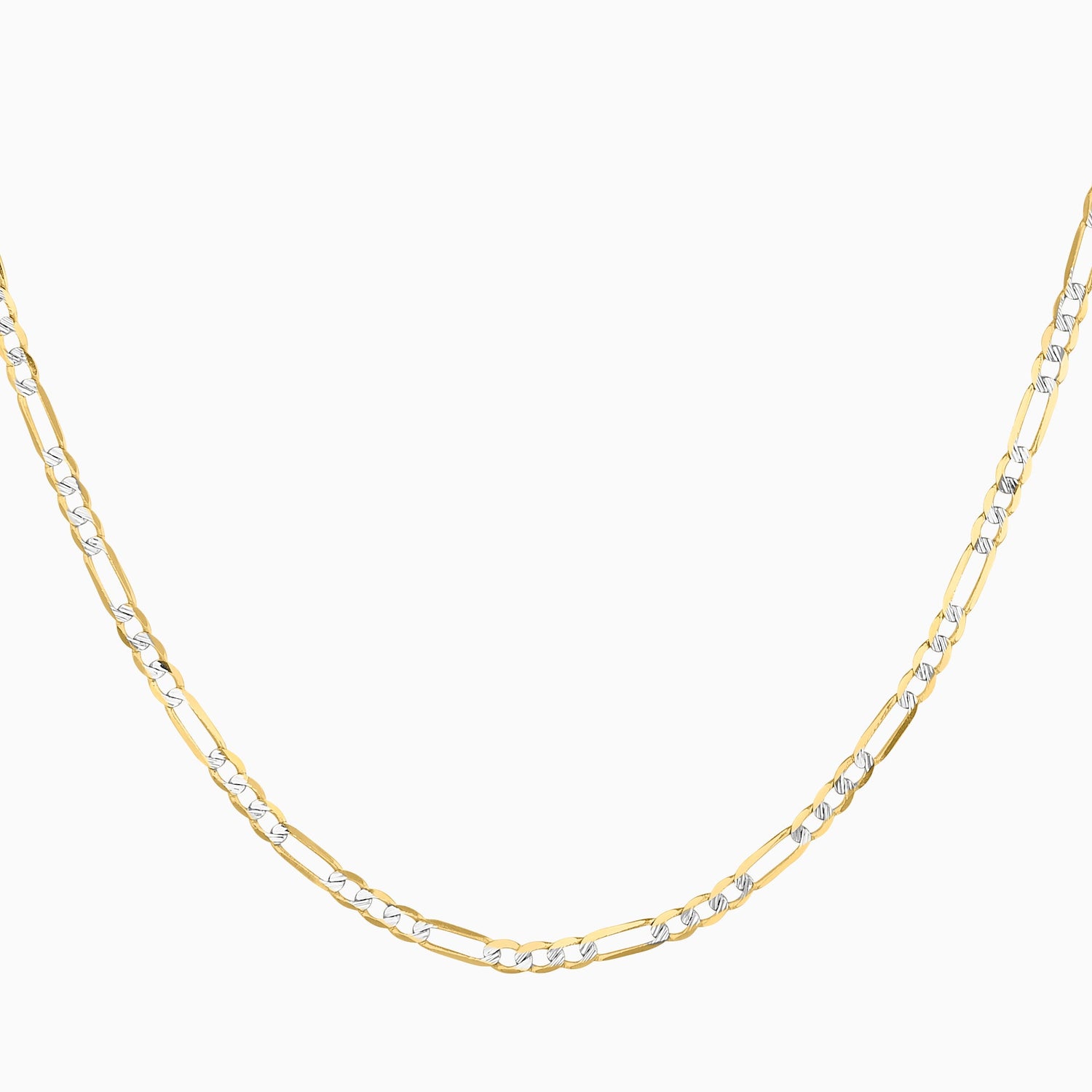 Cadena 3X1 Tejido Fígaro Diamantada 14K Oro Amarillo + Estuche