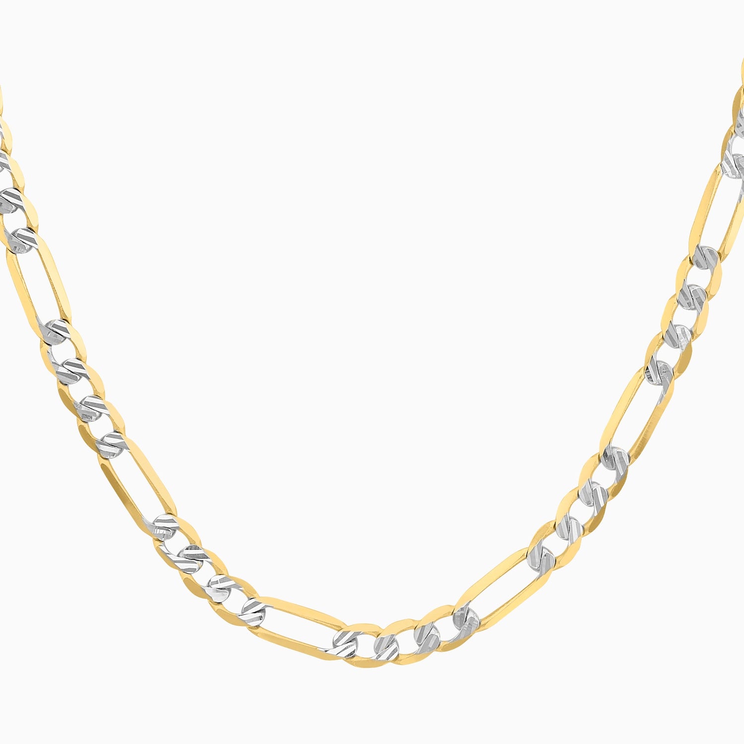 Cadena 3X1 Tejido Fígaro Diamantada 14K Oro Amarillo + Estuche