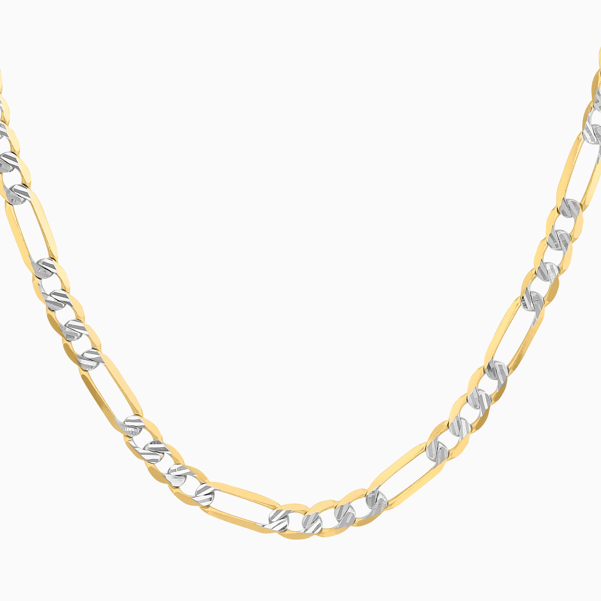 Cadena 3X1 Tejido Fígaro Diamantada 14K Oro Amarillo + Estuche