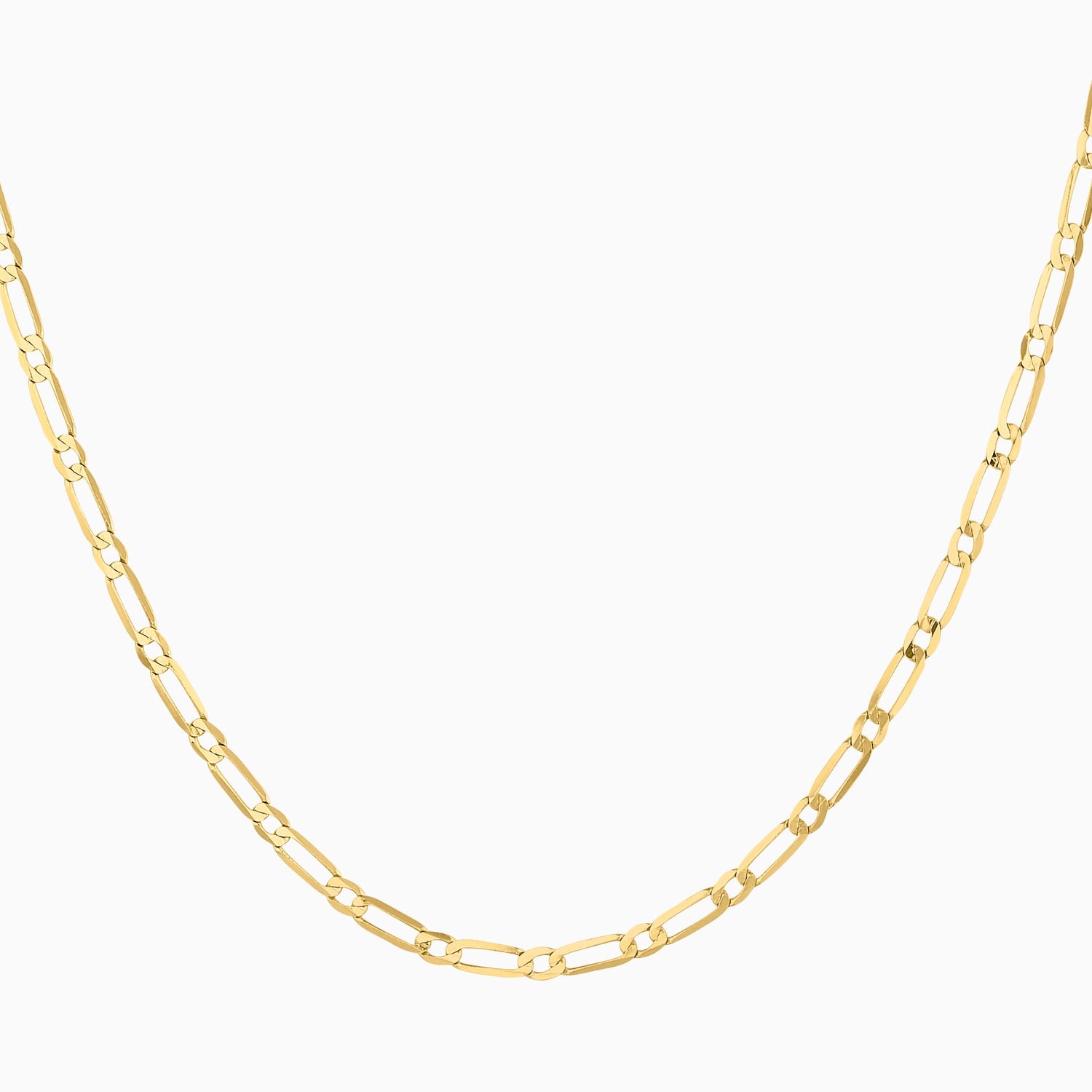 Cadena 1x1 Tejido Fígaro Troquelado 14K Oro Amarillo + Estuche