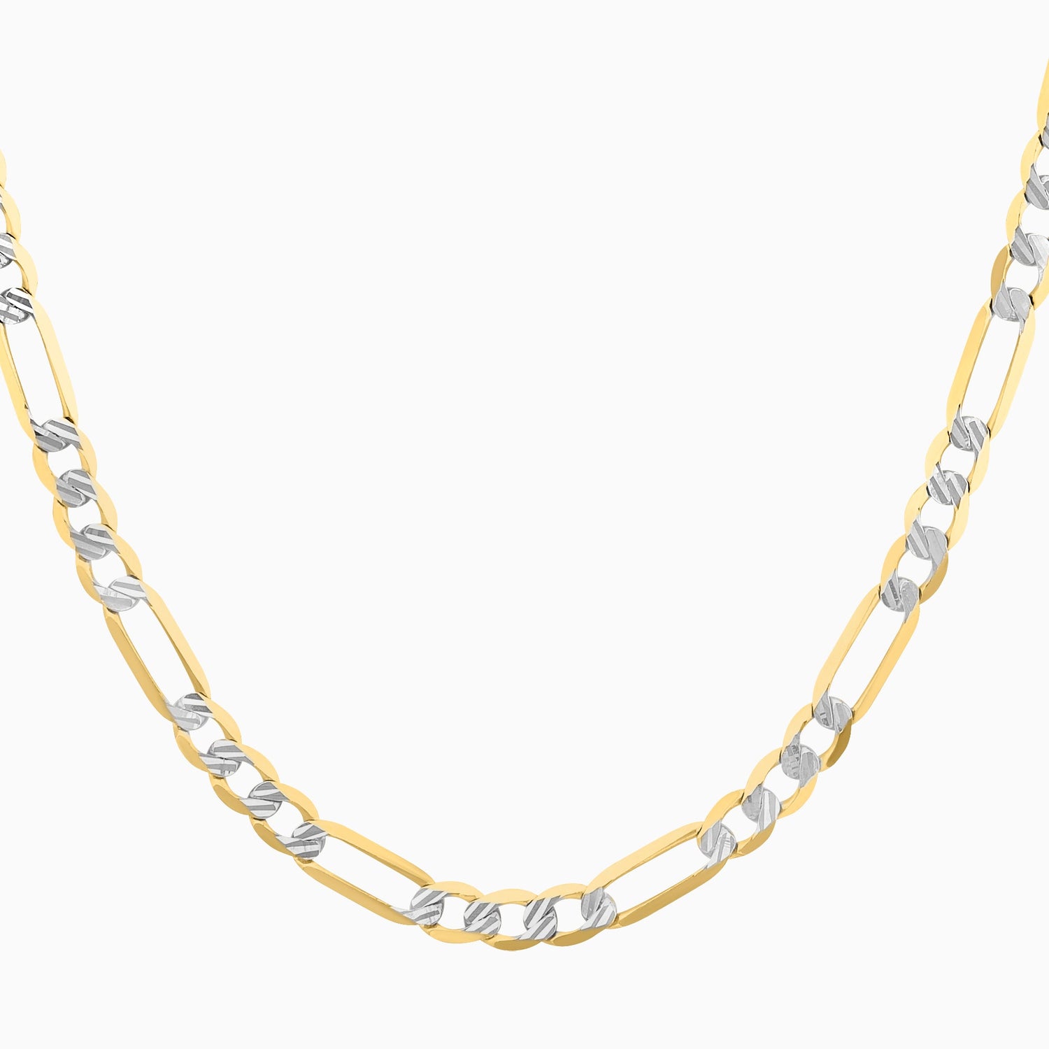 Cadena 3X1 Tejido Fígaro Diamantada 14K Oro Amarillo + Estuche