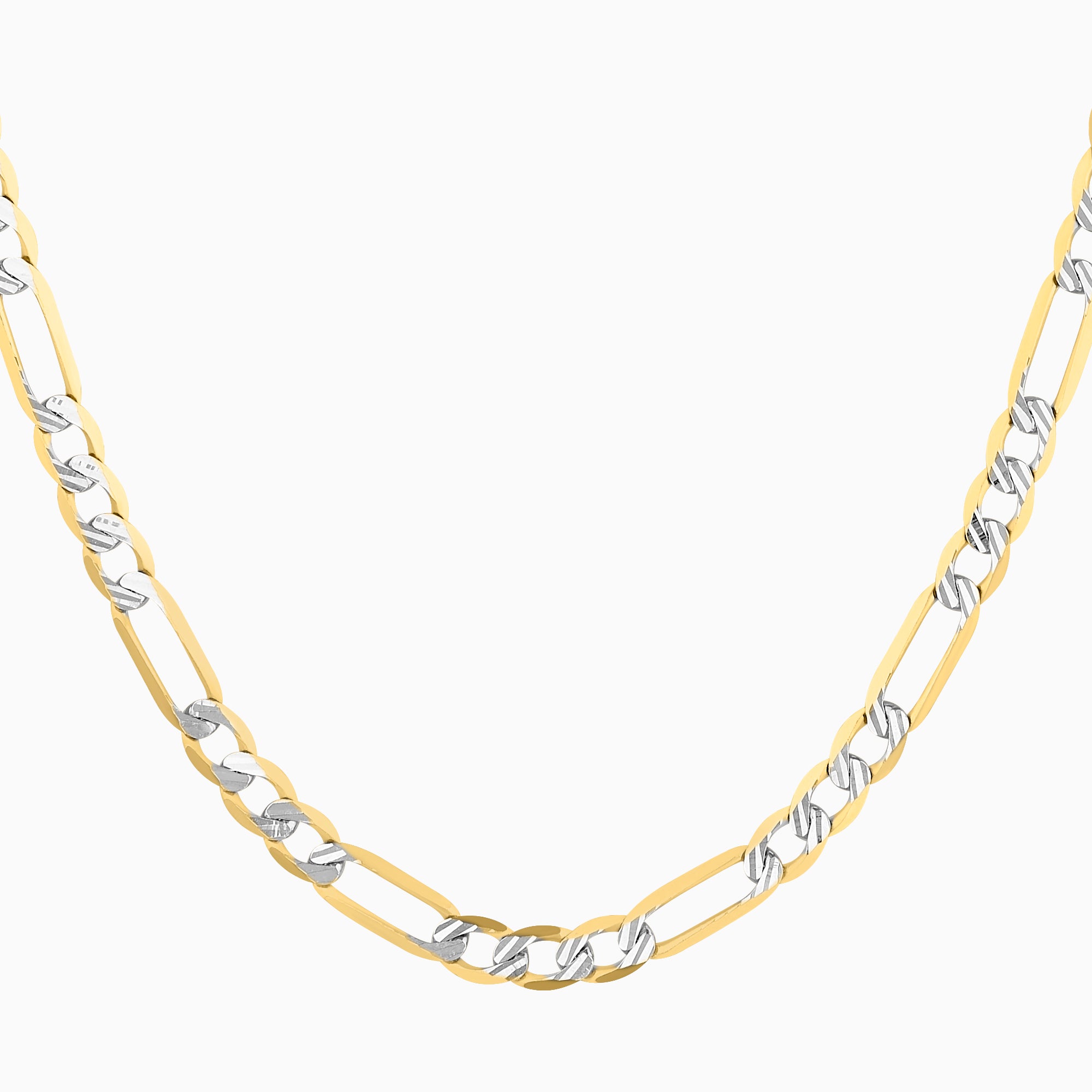 Cadena Tejido Fígaro Diamantada 3x1 En Oro Amarillo 14K  + Estuche