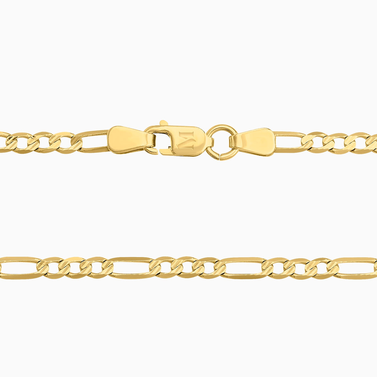 Cadena 3X1 Tejido Fígaro Troquelado 14K Oro Amarillo + Estuche