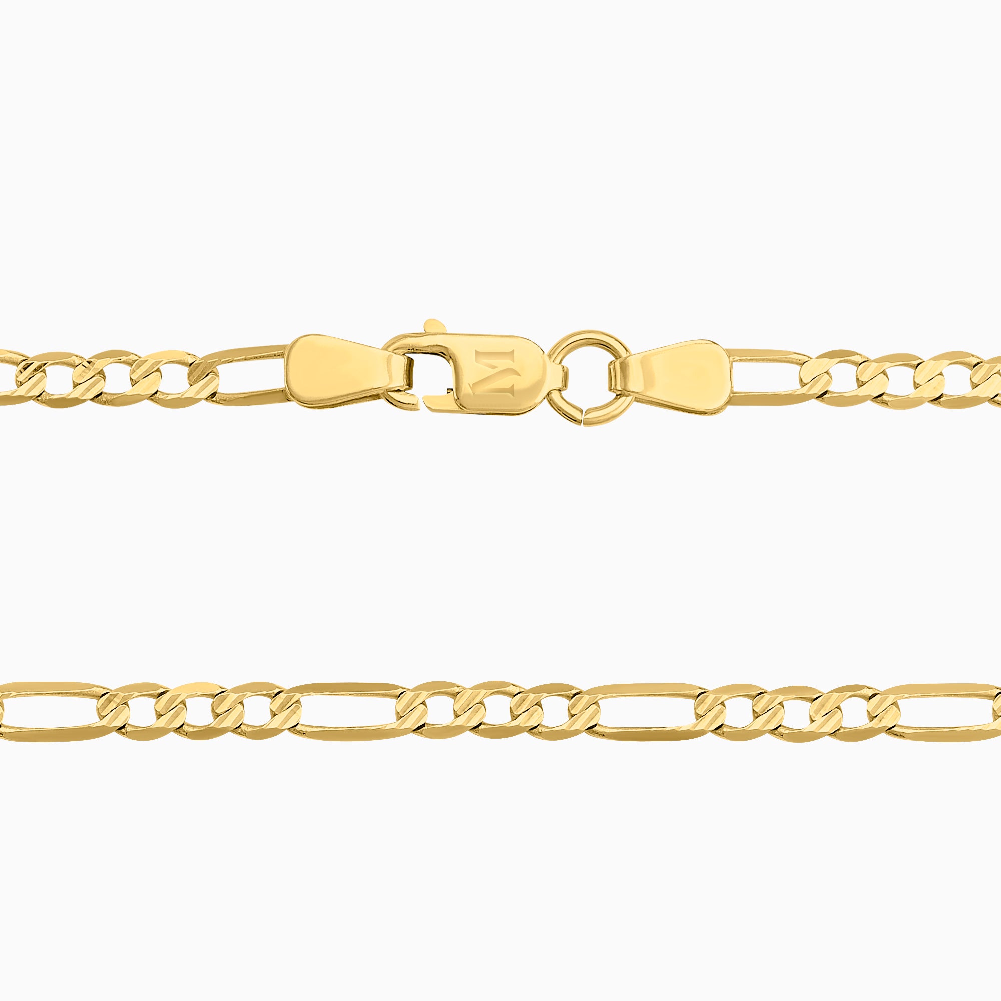 Cadena 3X1 Tejido Fígaro Troquelado 14K Oro Amarillo + Estuche