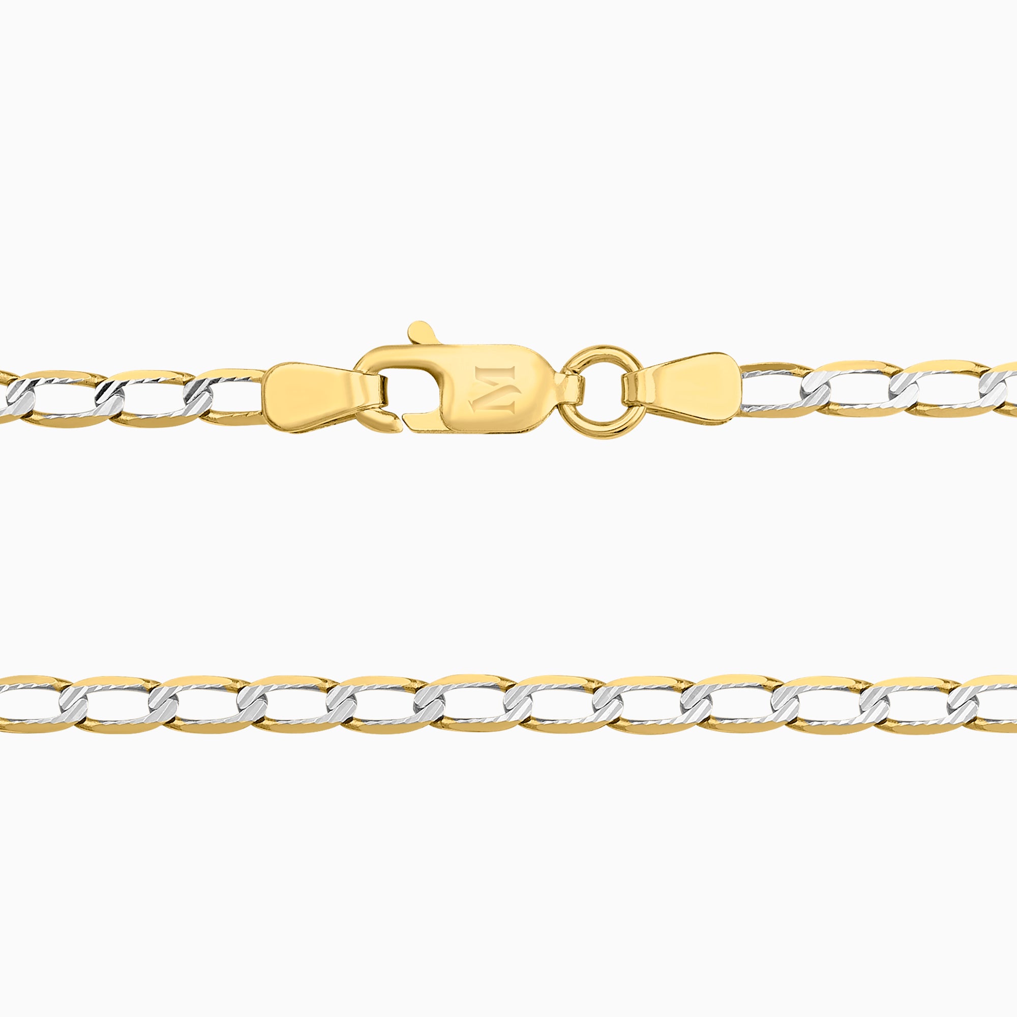 Cadena Ancla Diamantada 14K Oro Amarillo + Estuche