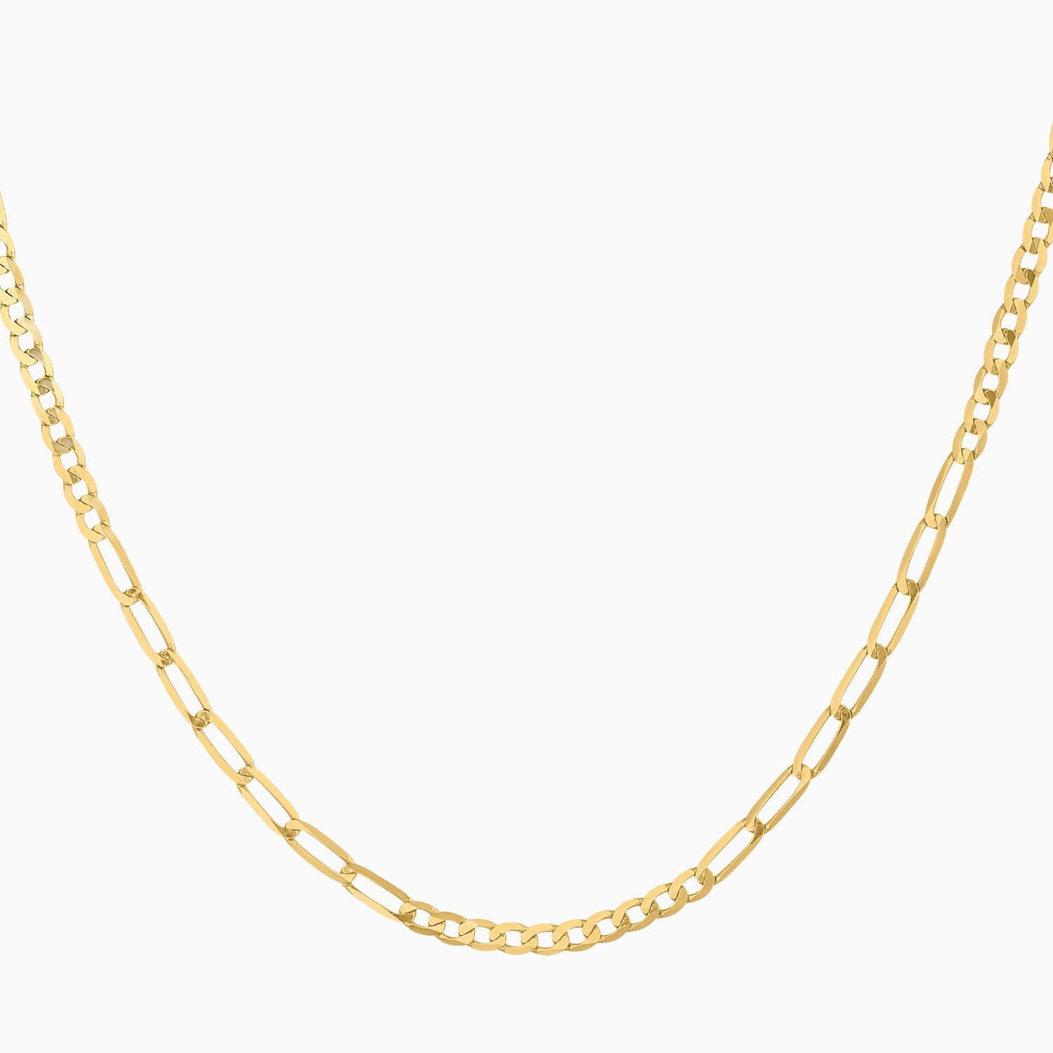 Cadena 7X10 Tejido Fígaro Troquelado 14K Oro Amarillo + Estuche