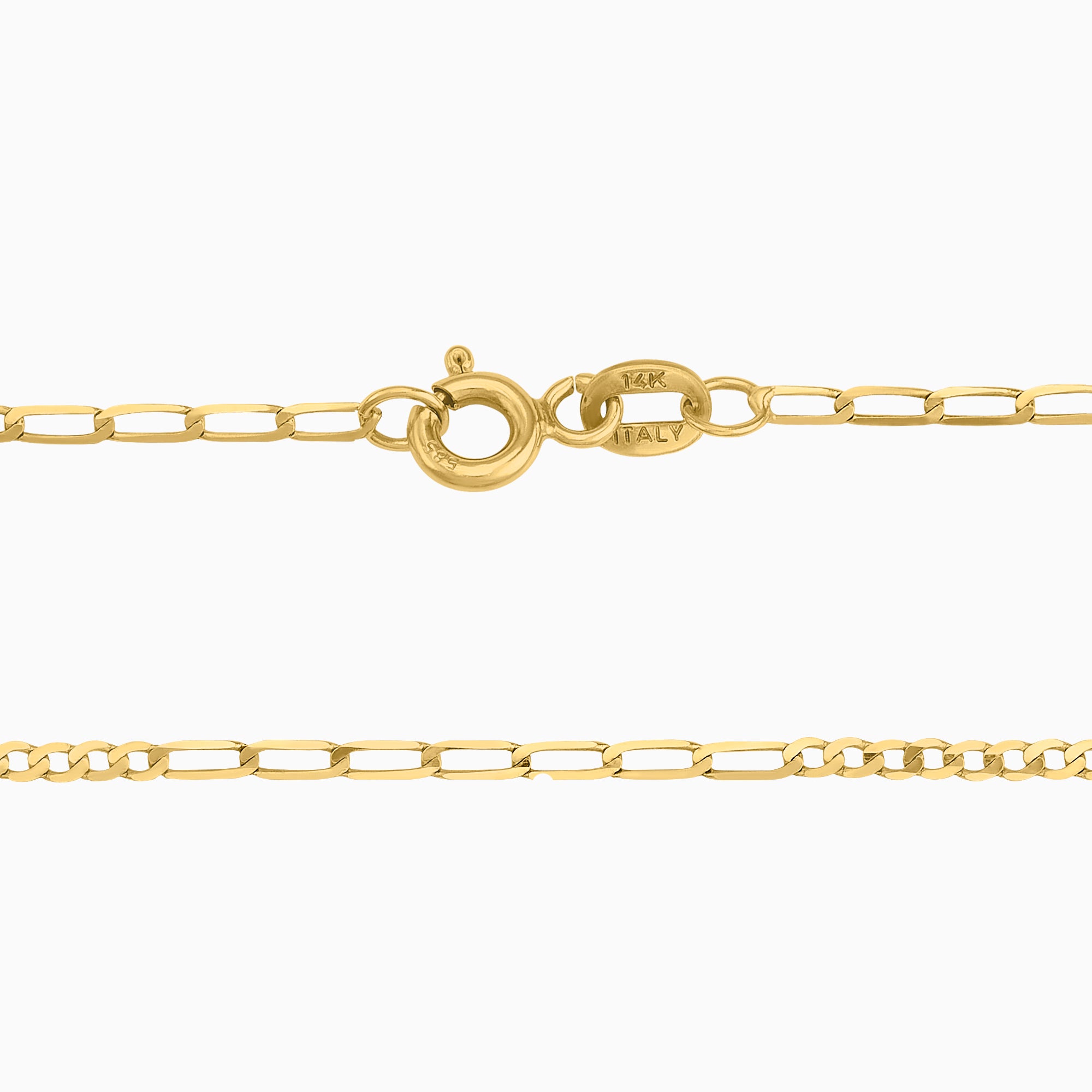Cadena 7X10 Tejido Fígaro Troquelado 14K Oro Amarillo + Estuche