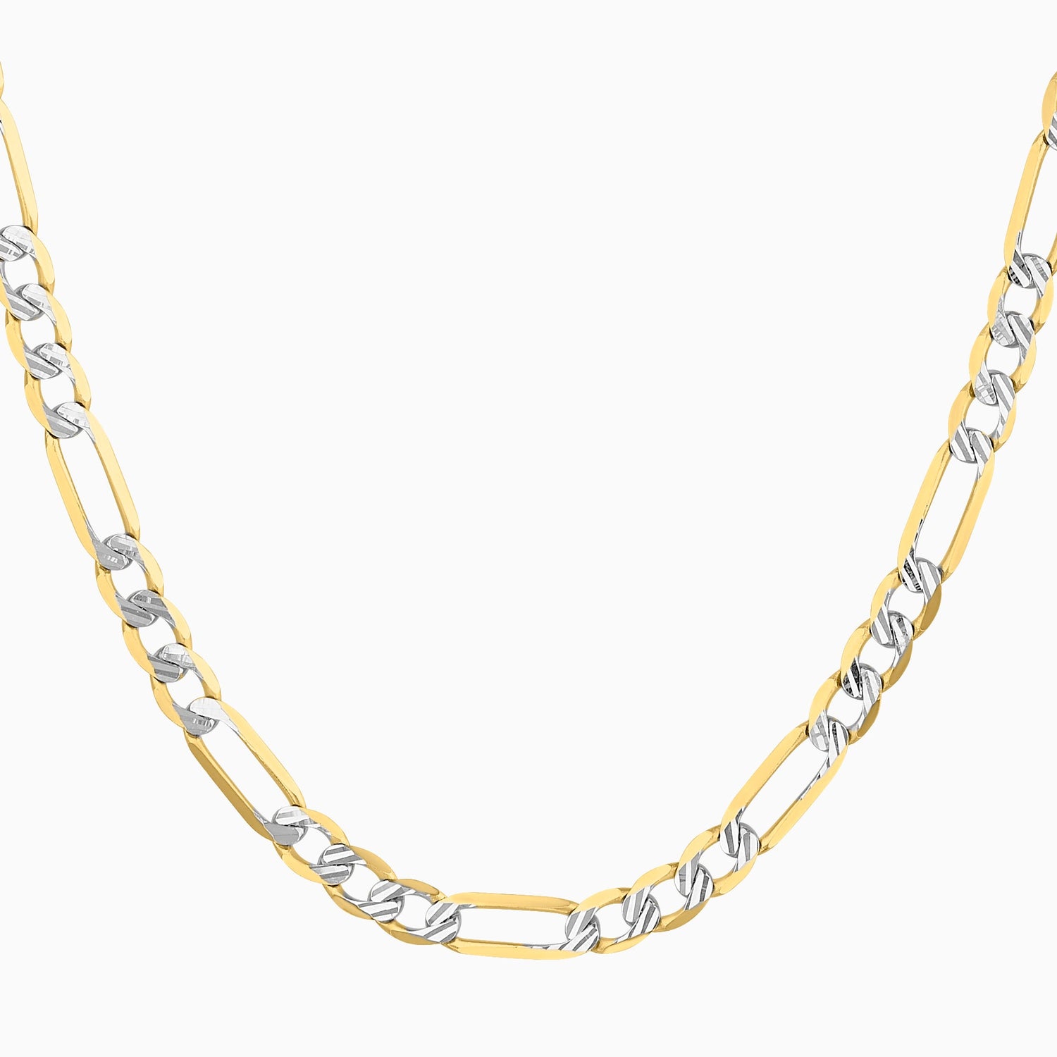 Cadena 3X1 Tejido Fígaro Diamantada 14K Oro Amarillo + Estuche
