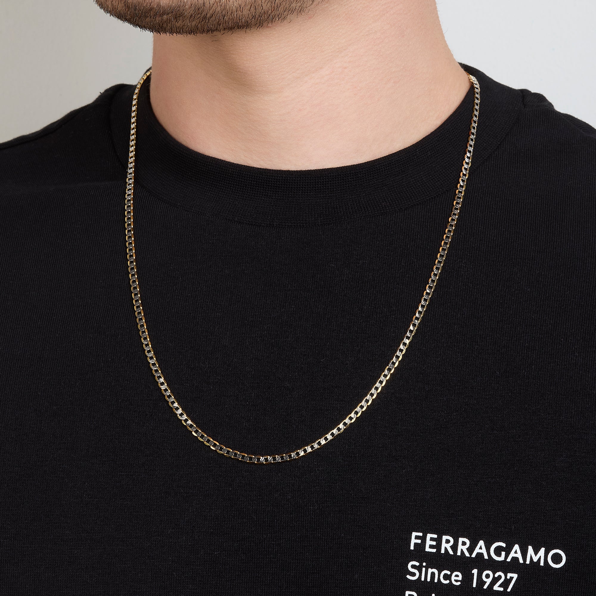 Cadena Barbada Diamantada 14K Oro Amarillo + Estuche