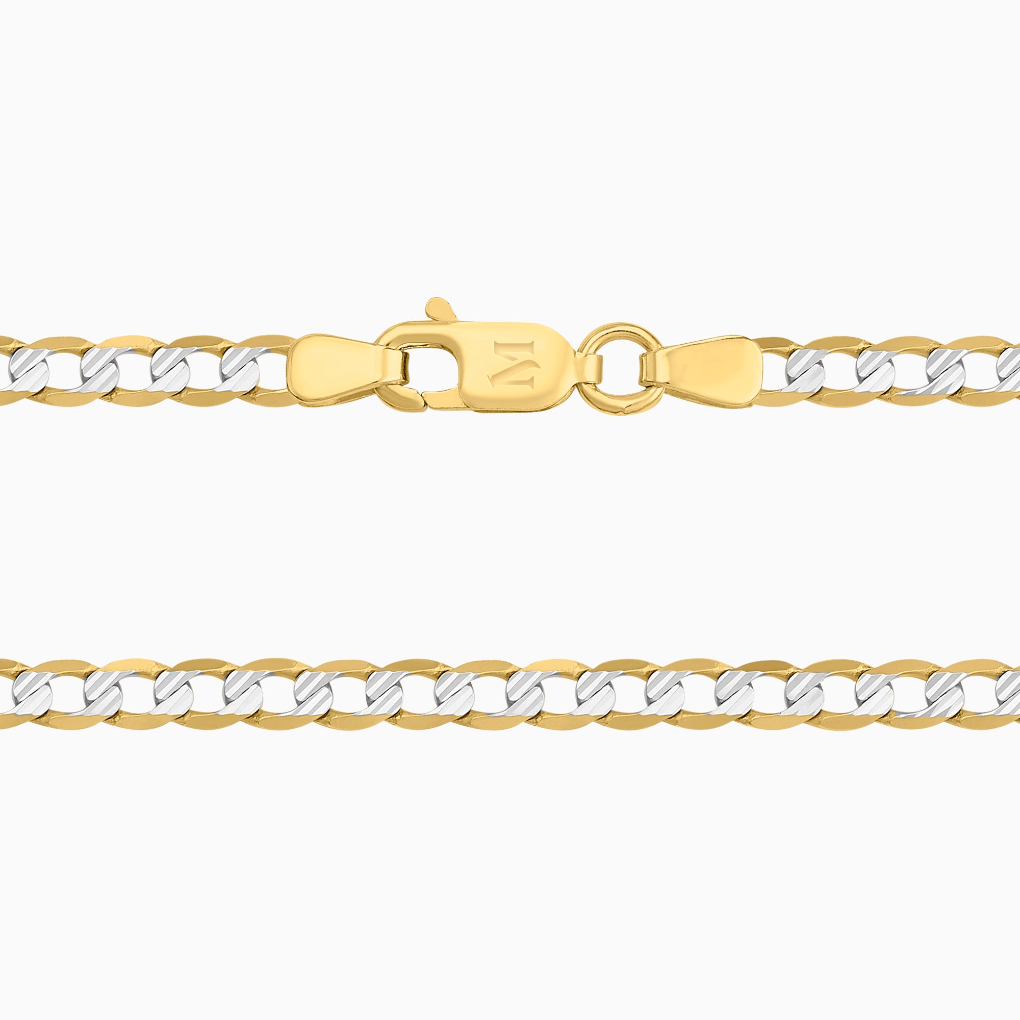 Cadena Barbada Diamantada 14K Oro Amarillo + Estuche