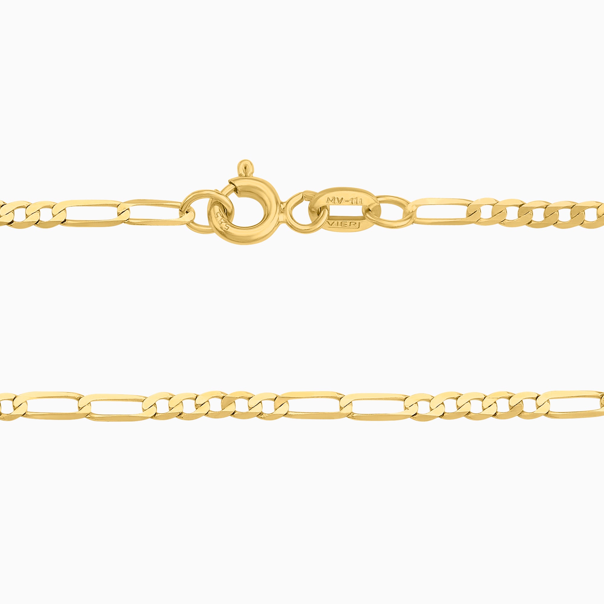 Cadena 5X2 Tejido Fígaro Troquelado 14K Oro Amarillo + Estuche