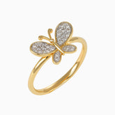 Anillo Con Figura de Mariposa con Diamantes 14k