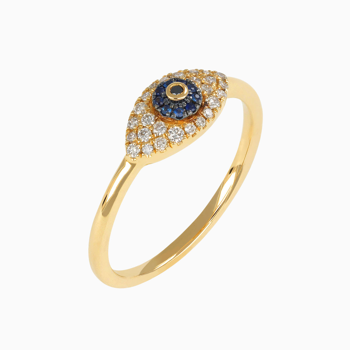 Anillo Ojo Turco 14k con Diamantes & Zafiros