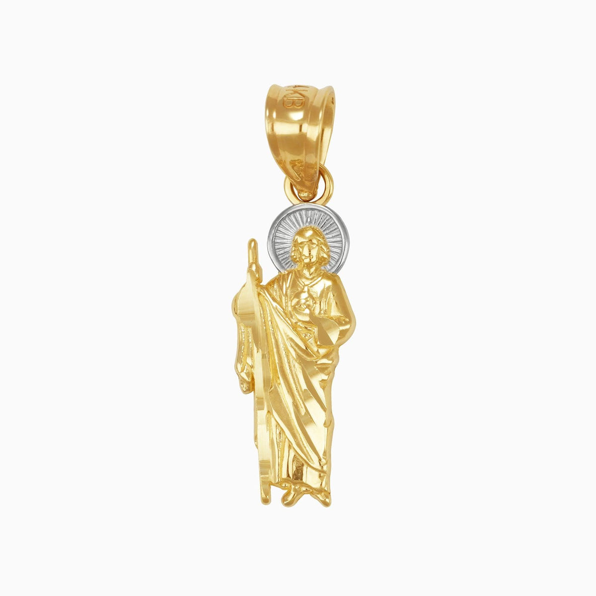 Dije San Judas con Aureola Oro Amarillo & Blanco 14k