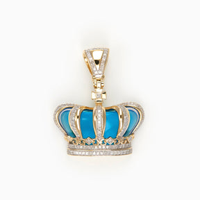 Dije Corona Azul de Oro 14k con Diamantes