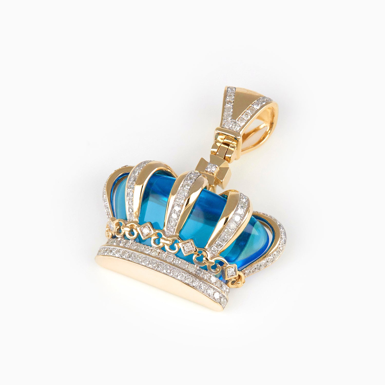 Dije Corona Azul de Oro 14k con Diamantes