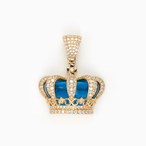 Dije Corona Azul de Oro 14k con Diamantes