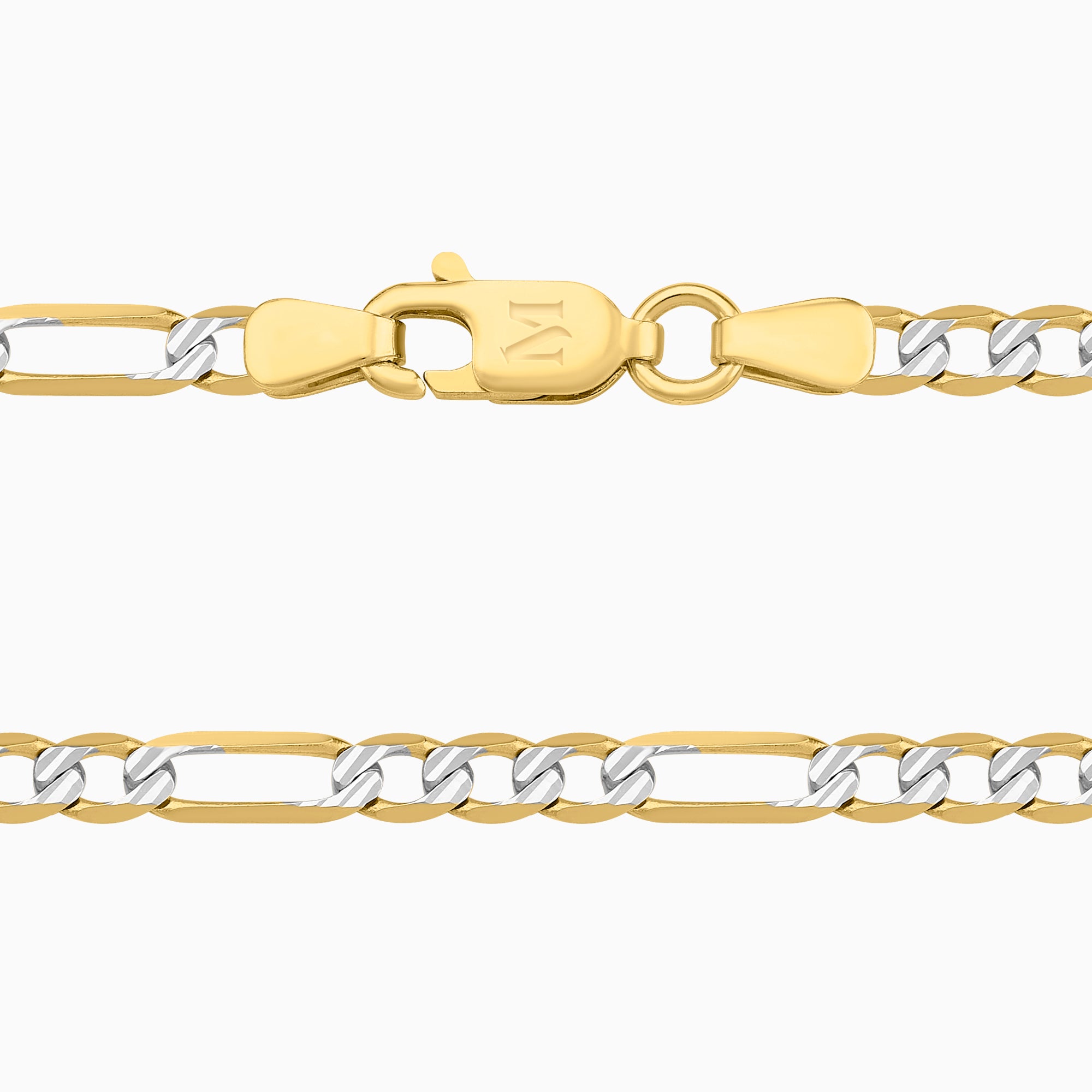 Pulso Tejido Fígaro Diamantada 3x1 En Oro Amarillo 14K + Estuche