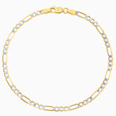 Pulso Tejido Fígaro Diamantado 3x1 En Oro Amarillo 14K + Estuche