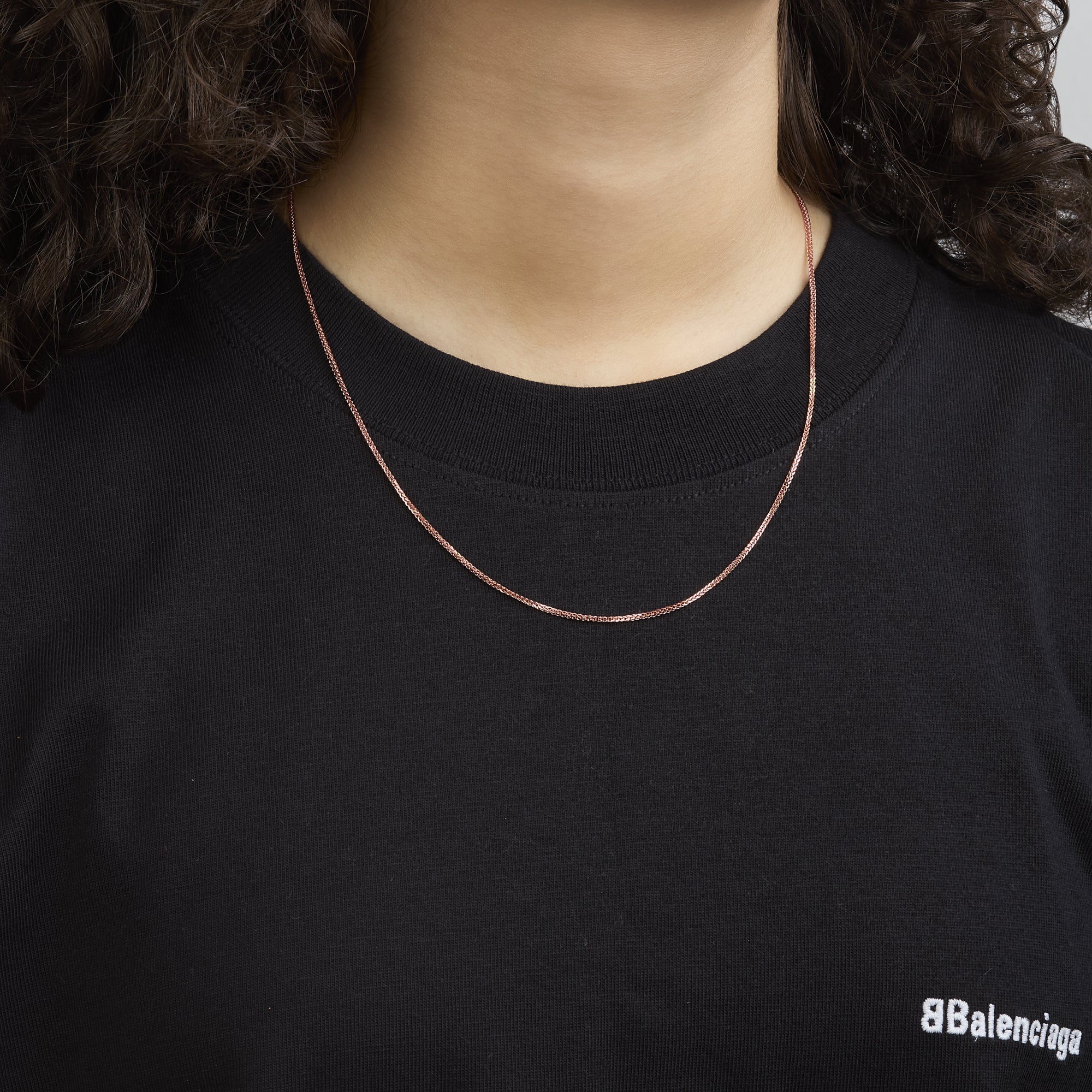 Cadena Espiga Cuadrada 14K Oro Rosa + Estuche