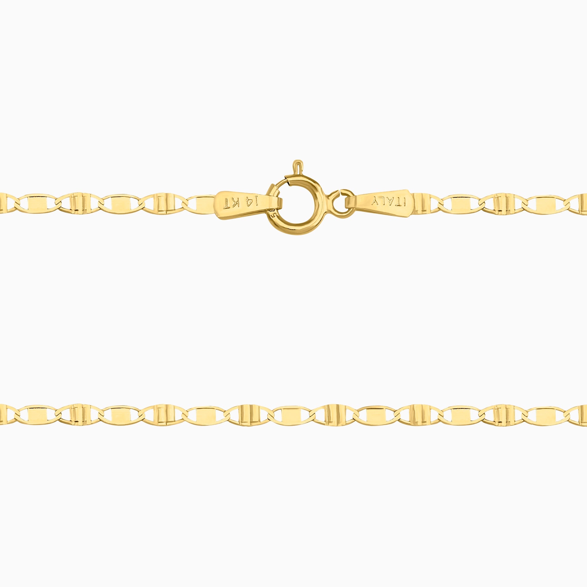Cadena Tipo Lamina Grano De Café 14K Oro Amarillo + Estuche