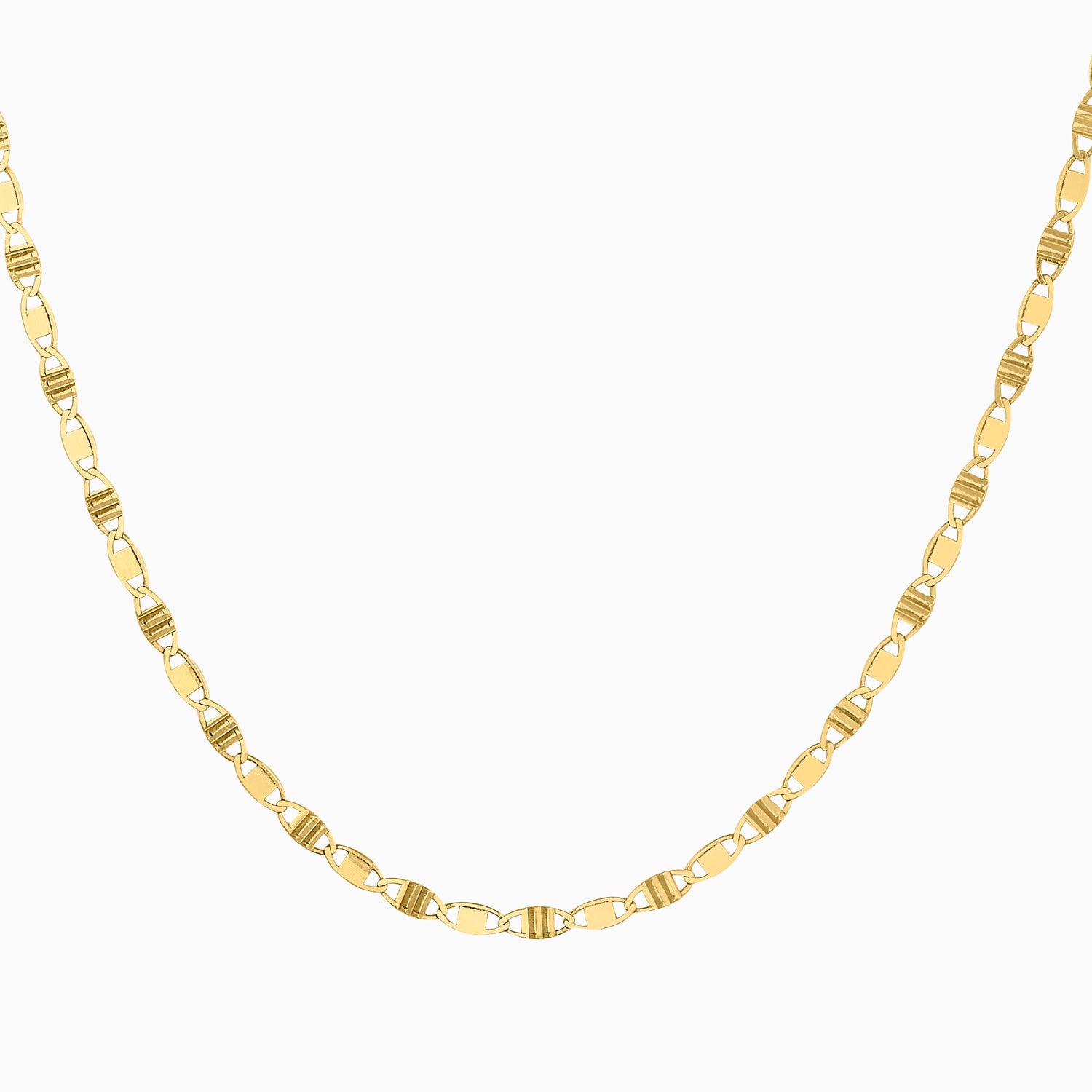Cadena Tipo Lamina Grano De Café 14K Oro Amarillo + Estuche