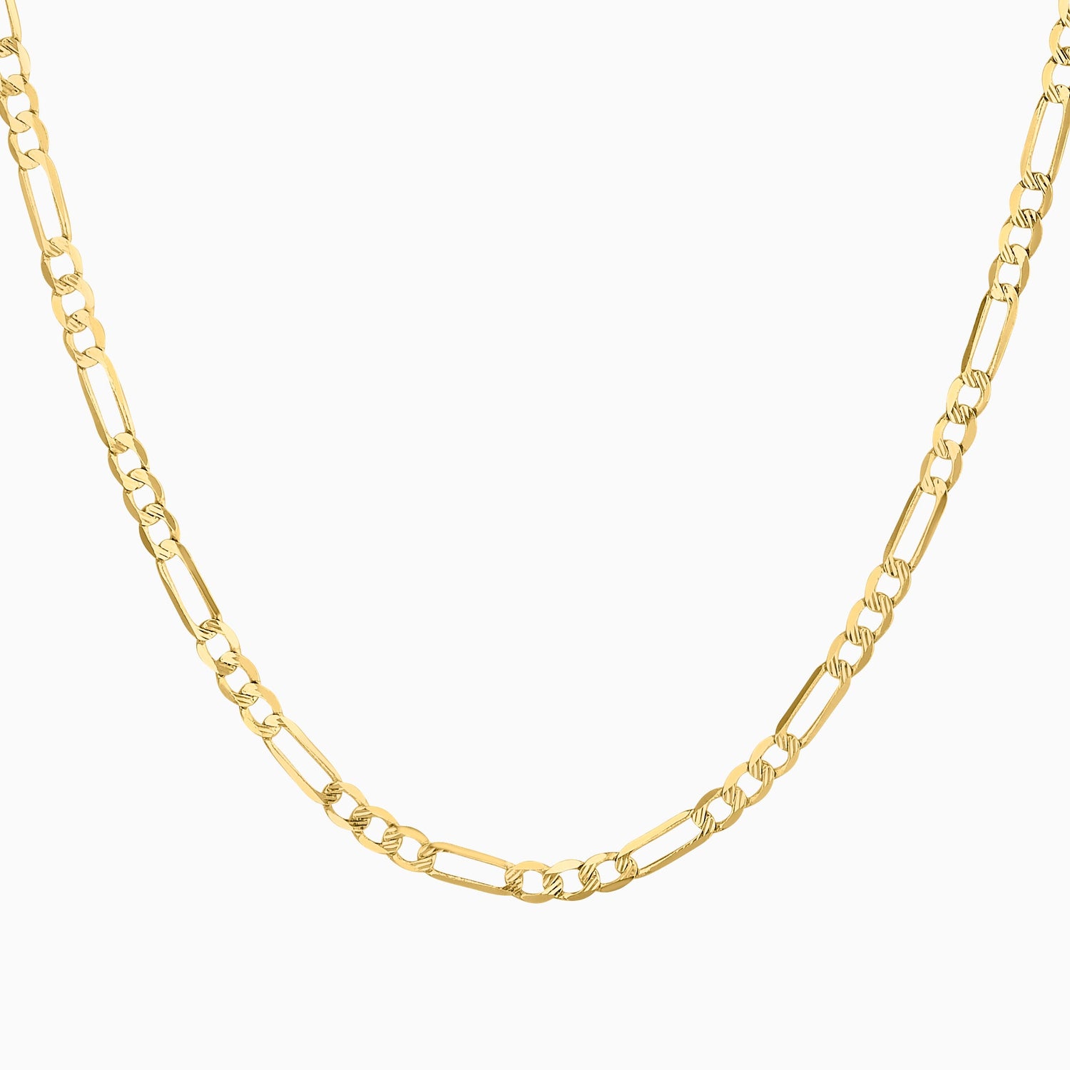 Cadena Tejido Fígaro Diamantado 3x1 En Oro Amarillo 14K