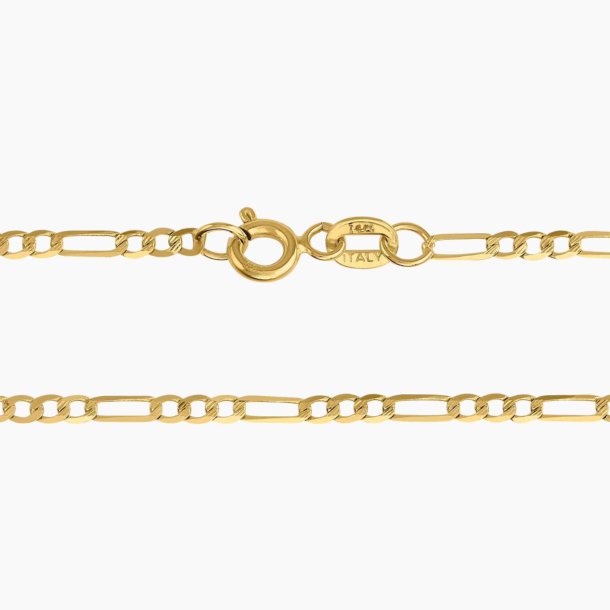 Cadena 3X1 Tejido Fígaro Troquelado 14K Oro Amarillo + Estuche
