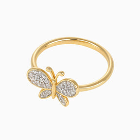 Anillo Con Figura de Mariposa con Diamantes 14k