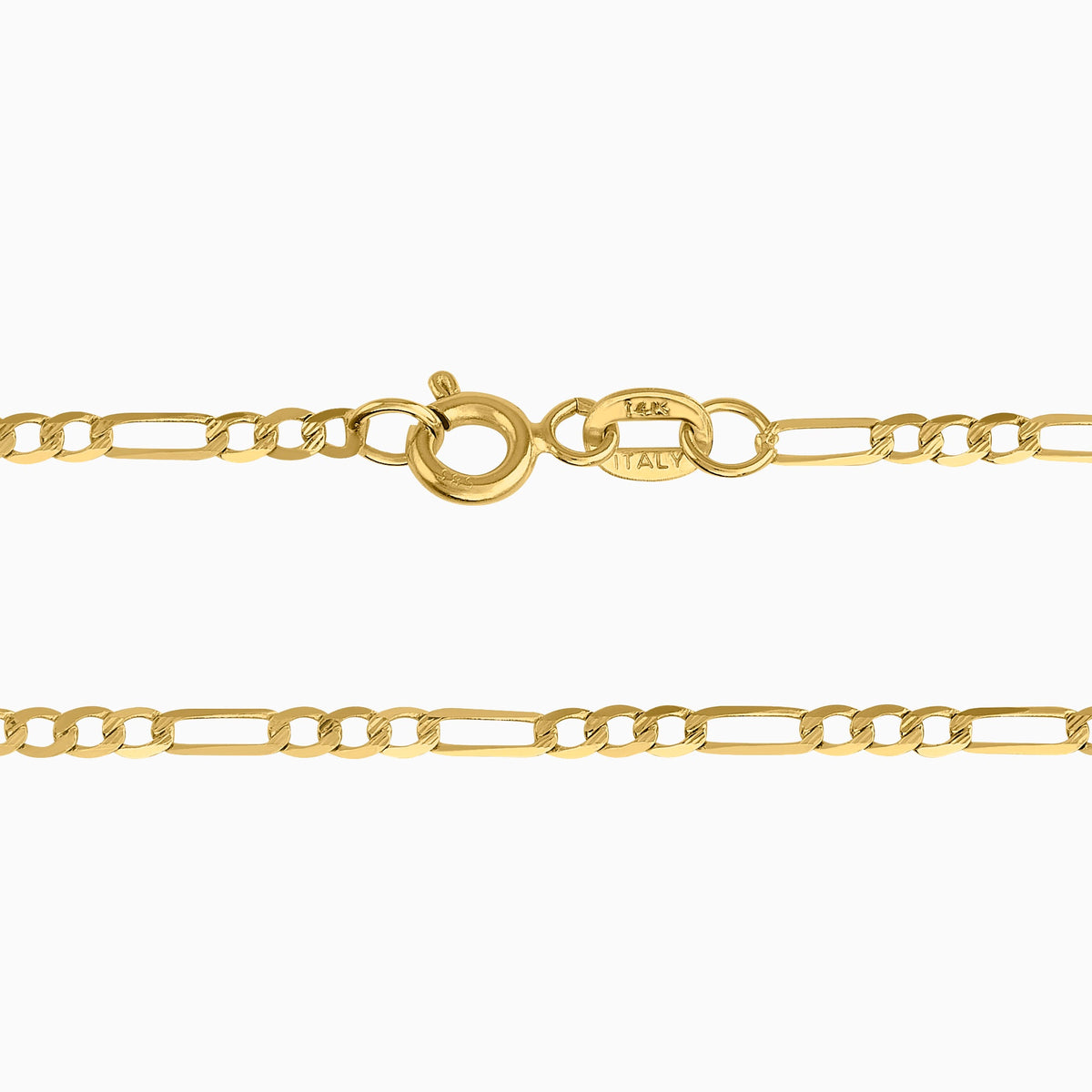 Cadena Tejido Fígaro Diamantado 3x1 En Oro Amarillo 14K