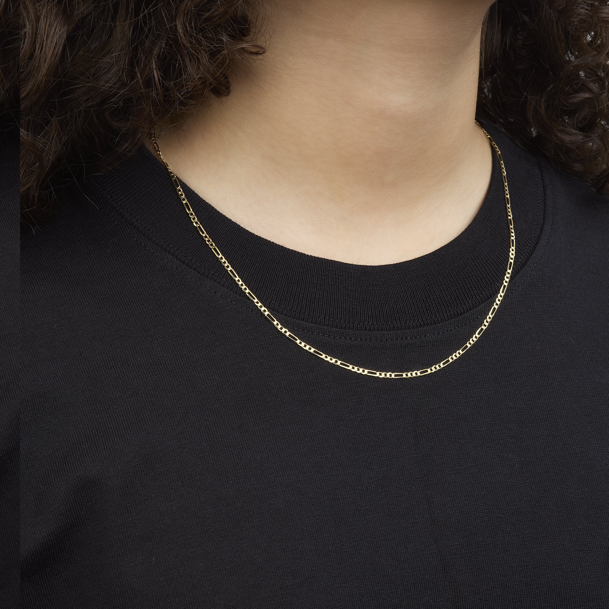 Cadena Tejido Fígaro Diamantado 3x1 En Oro Amarillo 14K