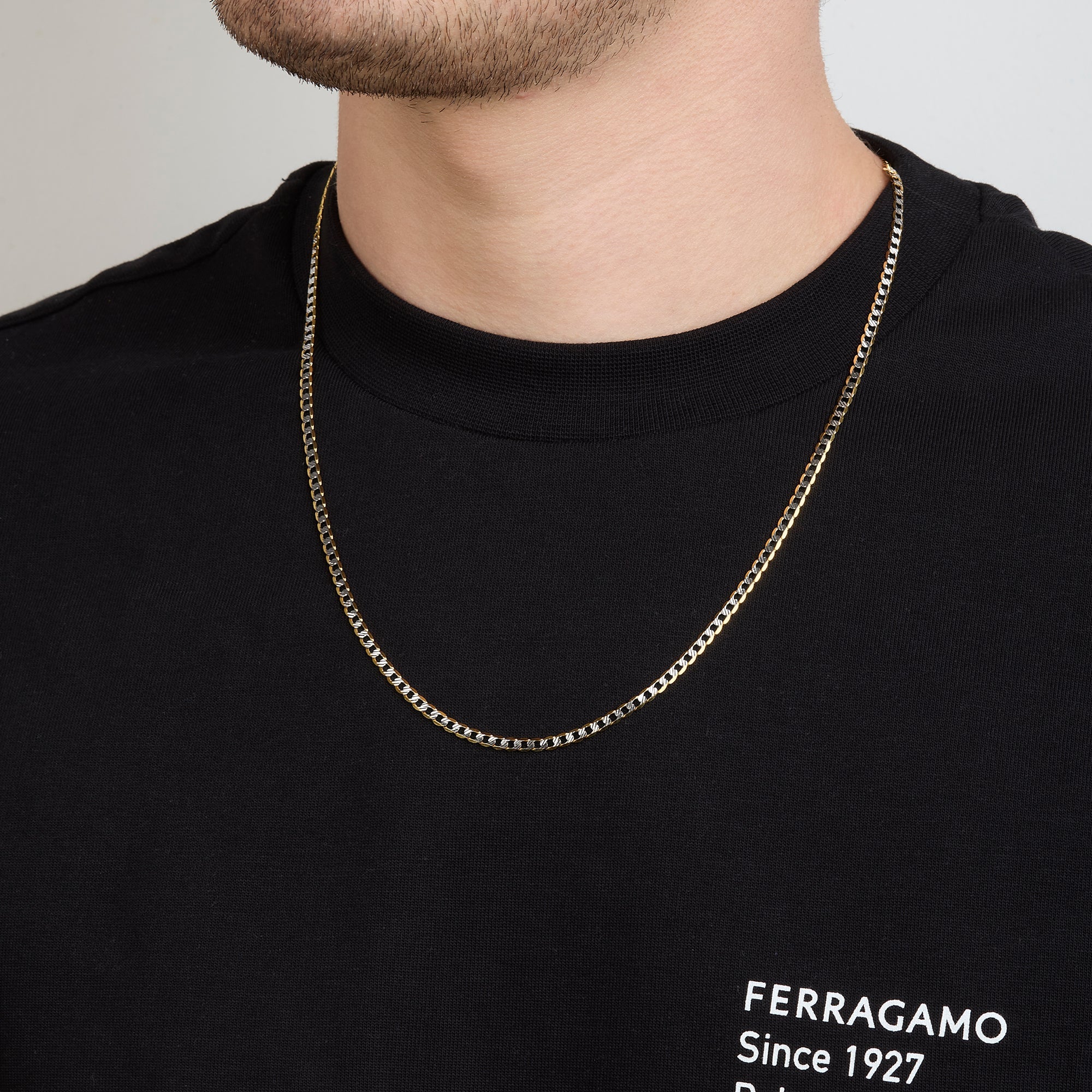 Cadena Barbada Diamantada 14K Oro Amarillo + Estuche