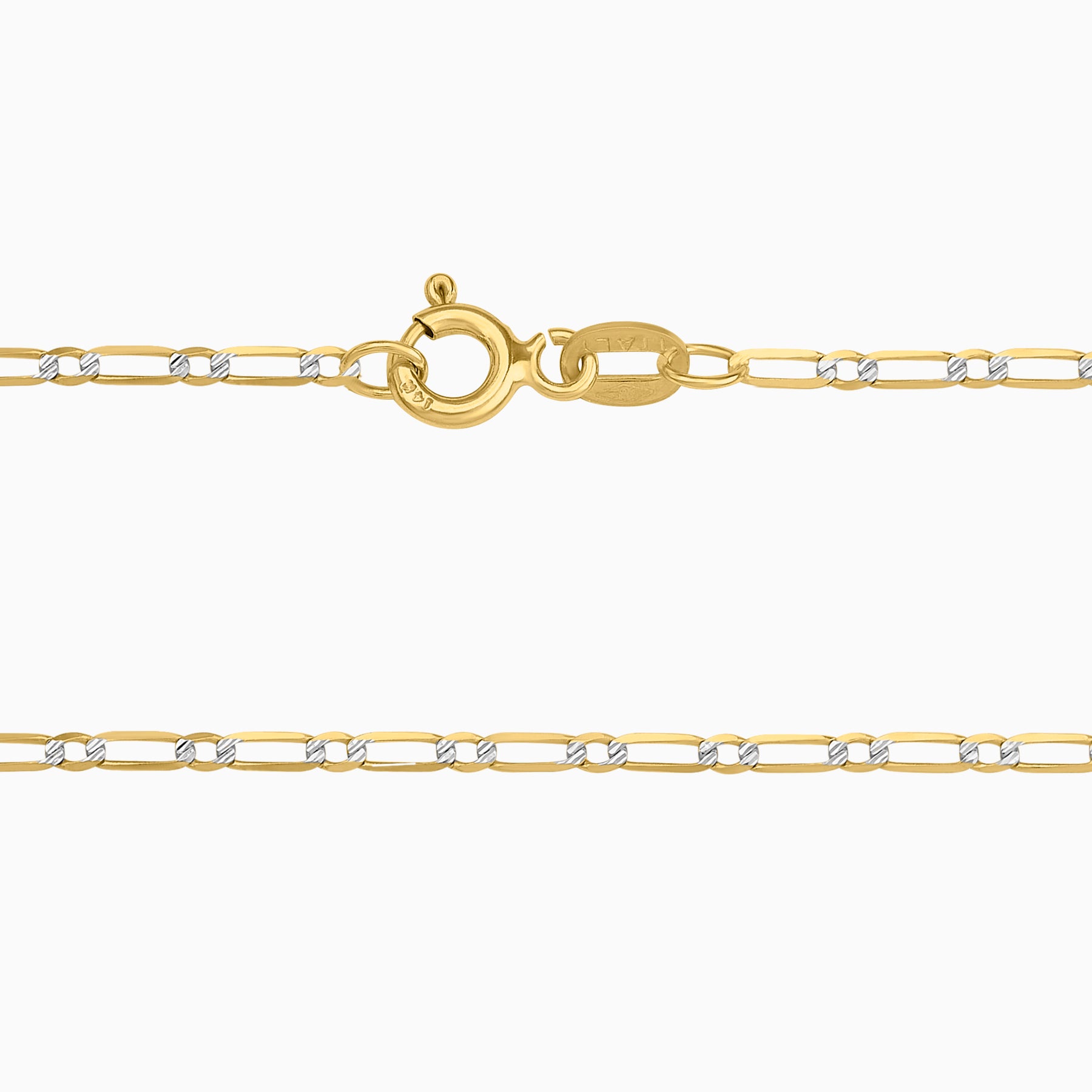 Cadena Tejido Ancla Diamantado 14K Oro Amarillo + Estuche