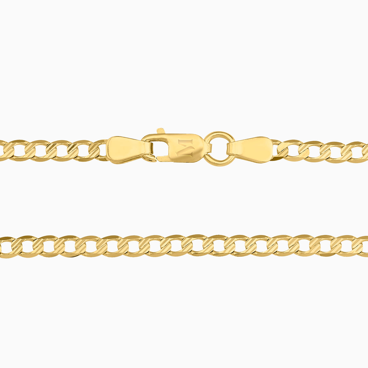 Cadena Tejido Barbado Diamantado 14k Oro Amarillo + Estuche