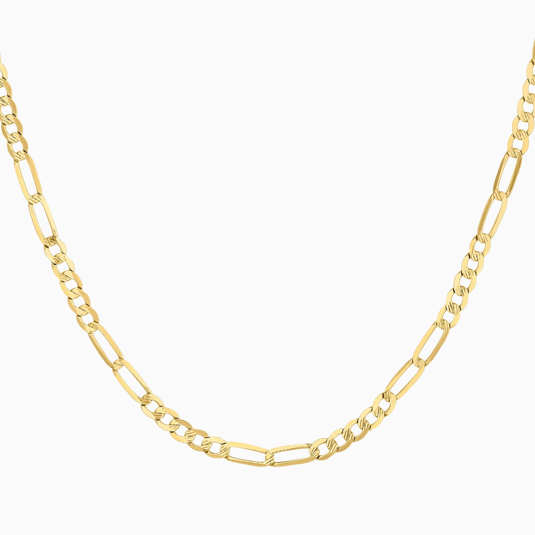 Unisex 3x1 Diamond Figaro Fabric Chain in 14K Yellow Gold + Case