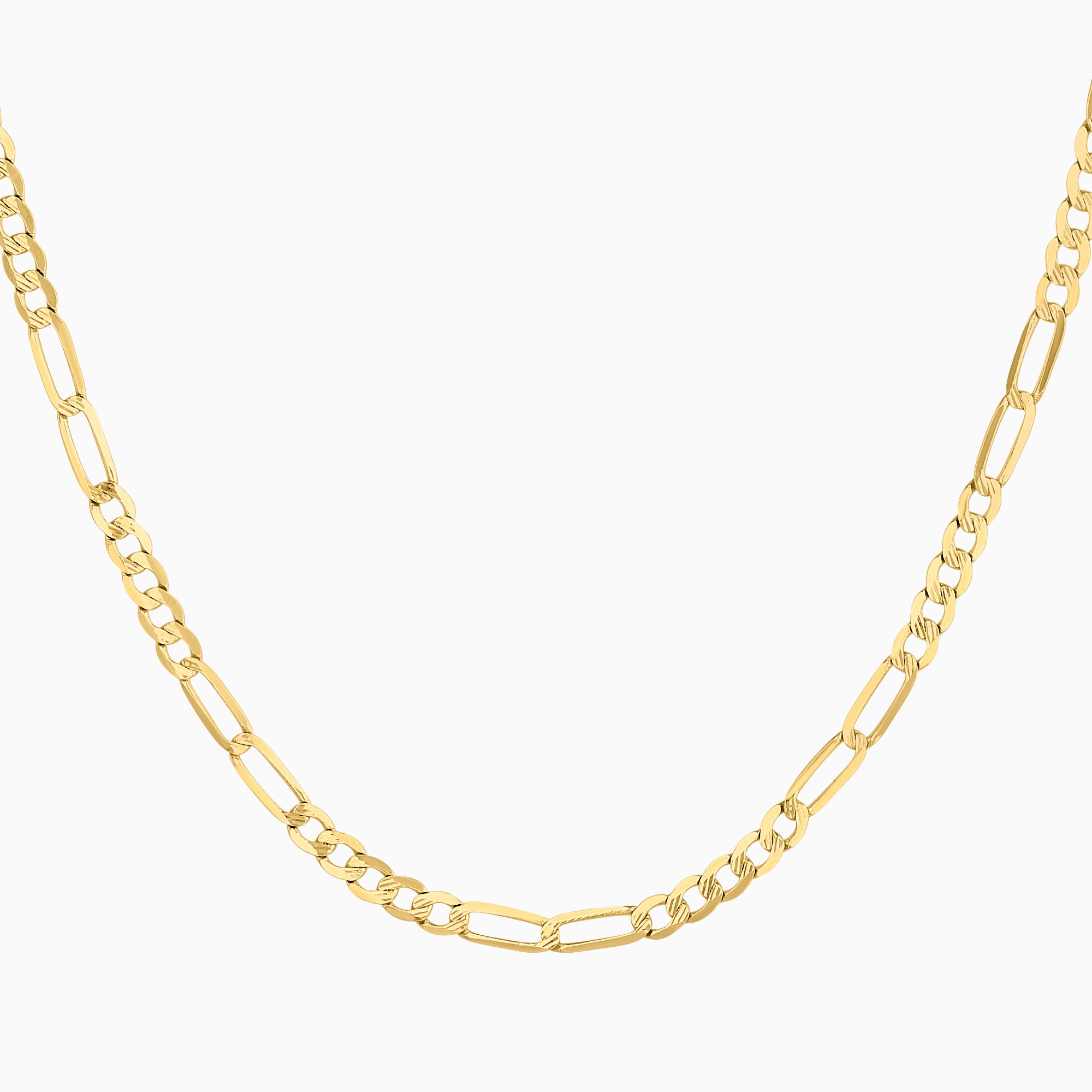 Unisex 3x1 Diamond Figaro Fabric Chain in 14K Yellow Gold + Case