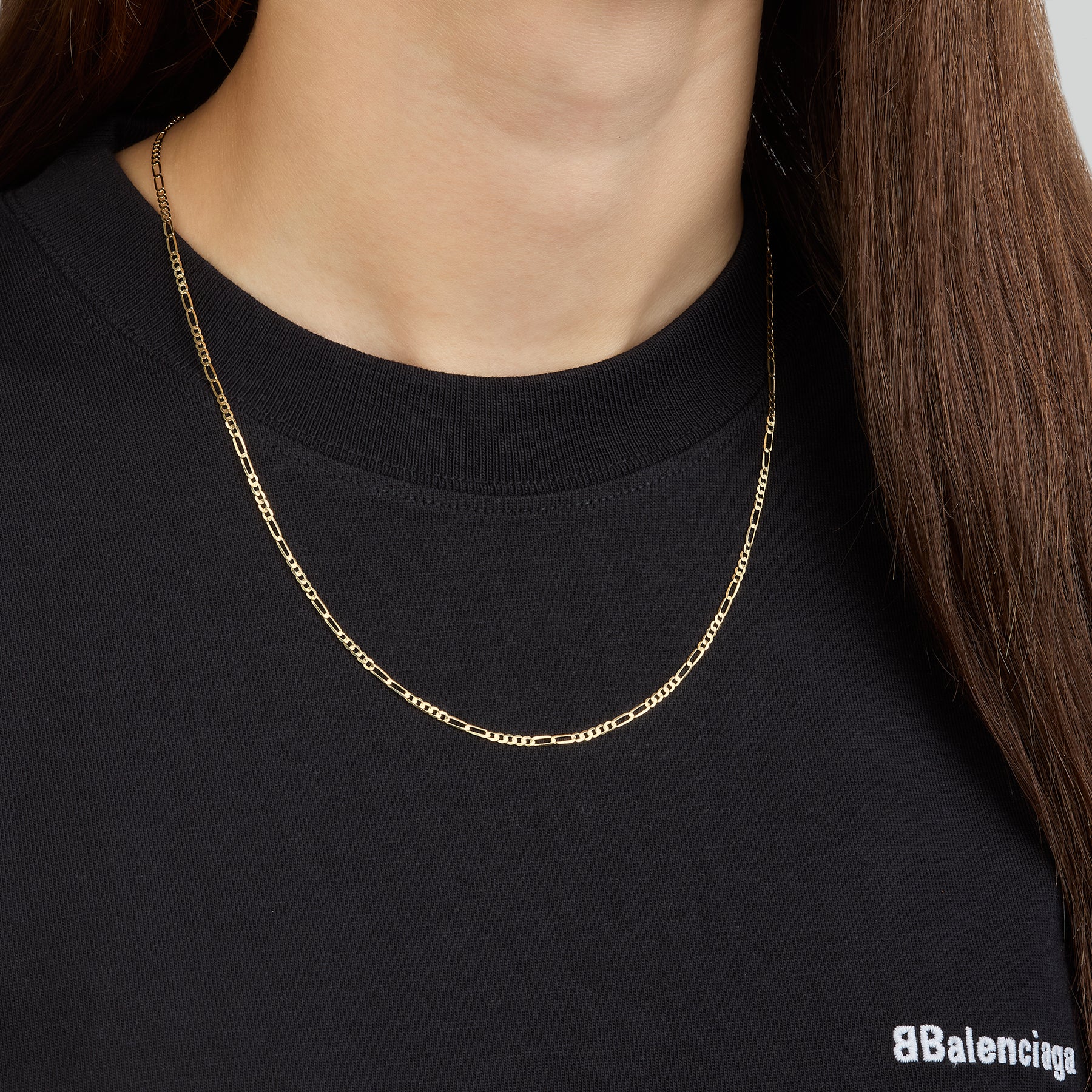 Unisex 3x1 Diamond Figaro Fabric Chain in 14K Yellow Gold + Case