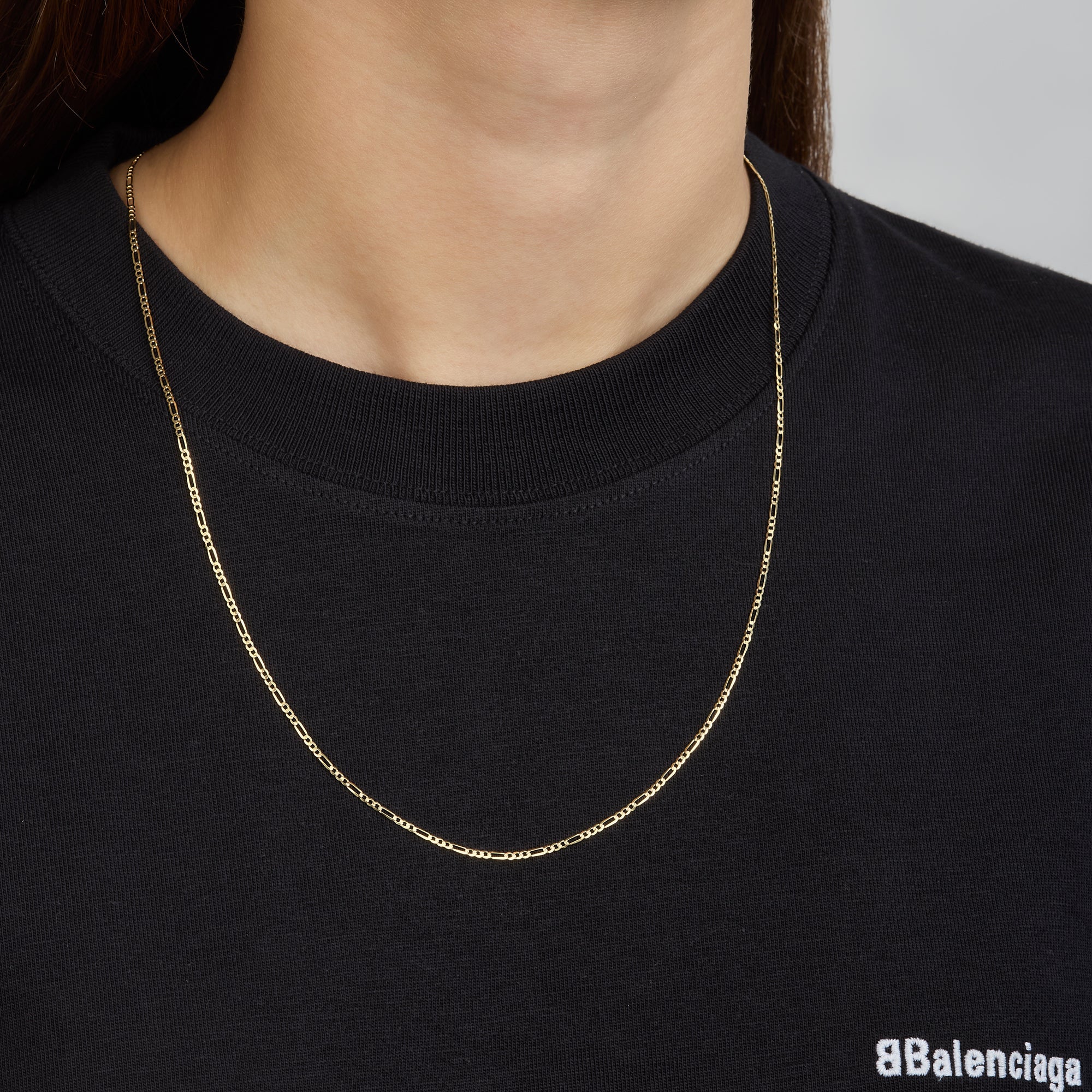 Cadena 3X1 Tejido Fígaro Lisa 14K Oro Amarillo + Estuche