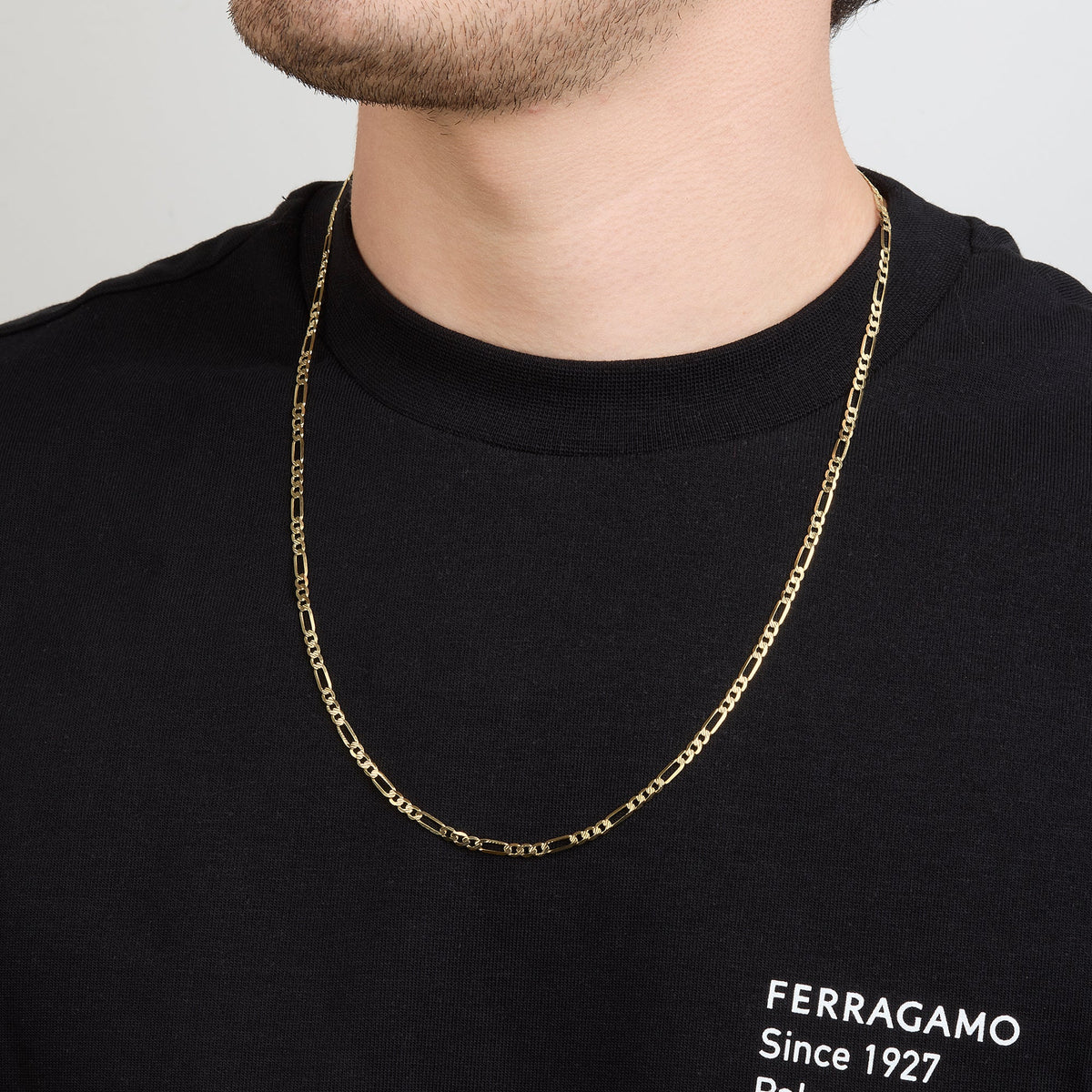Cadena 3X1 Tejido Fígaro Troquelado 14K Oro Amarillo + Estuche
