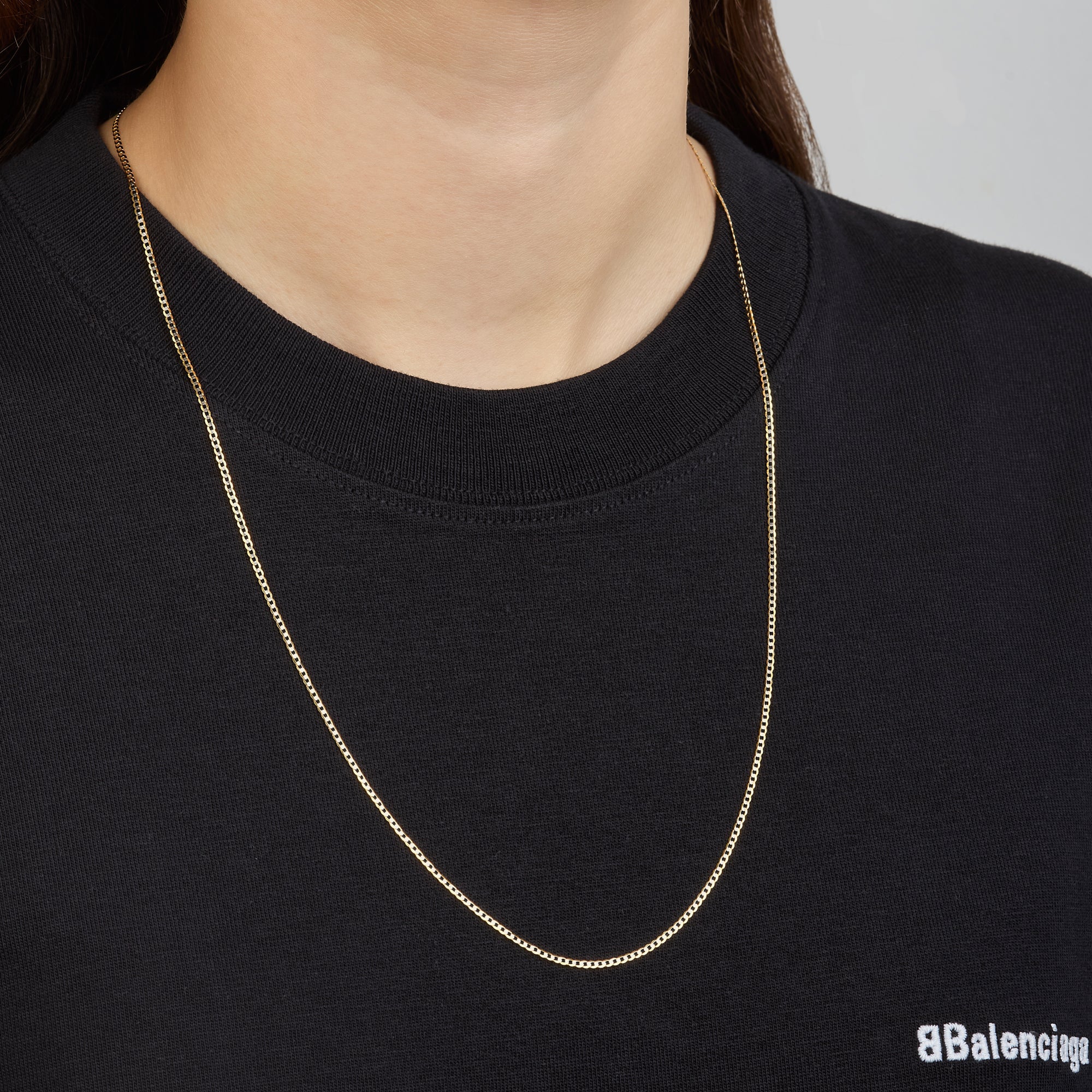 Cadena Barbada Diamantado 14K Oro Amarillo + Estuche