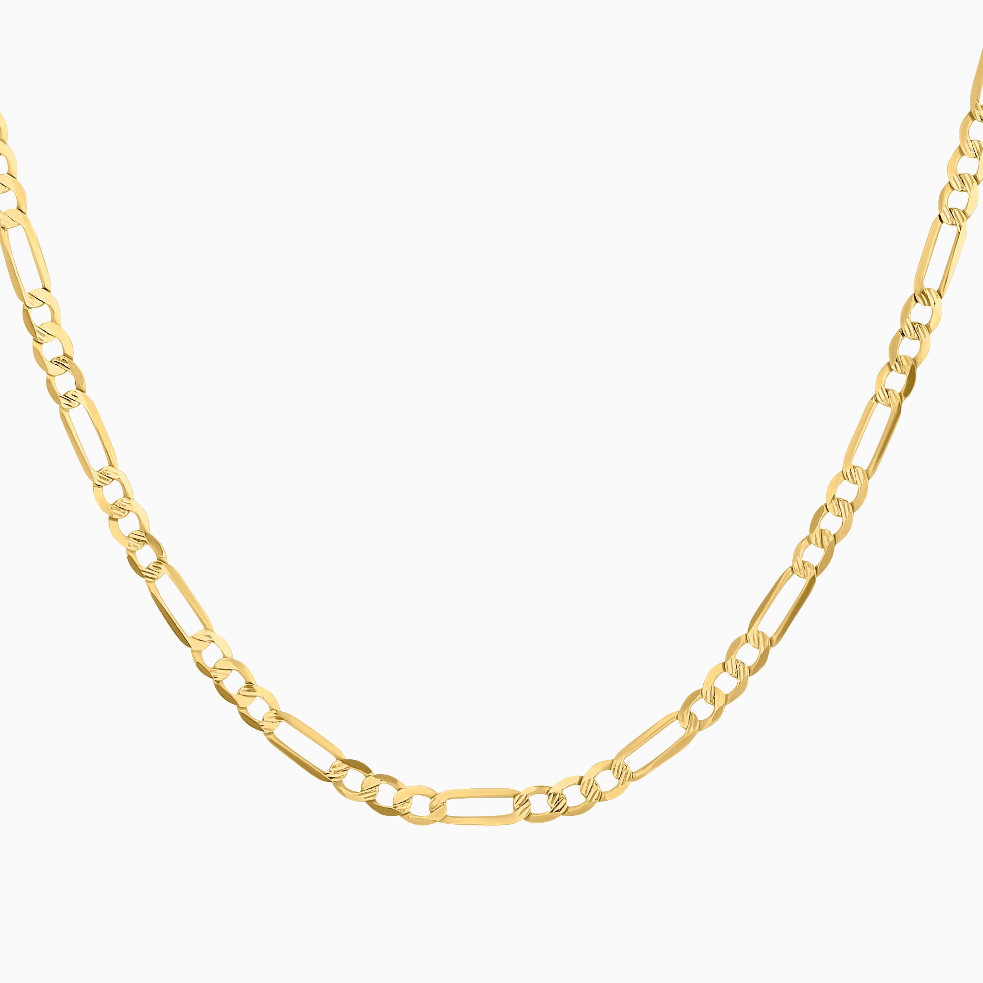 Cadena 3X1 Tejido Fígaro Troquelado 14K Oro Amarillo + Estuche