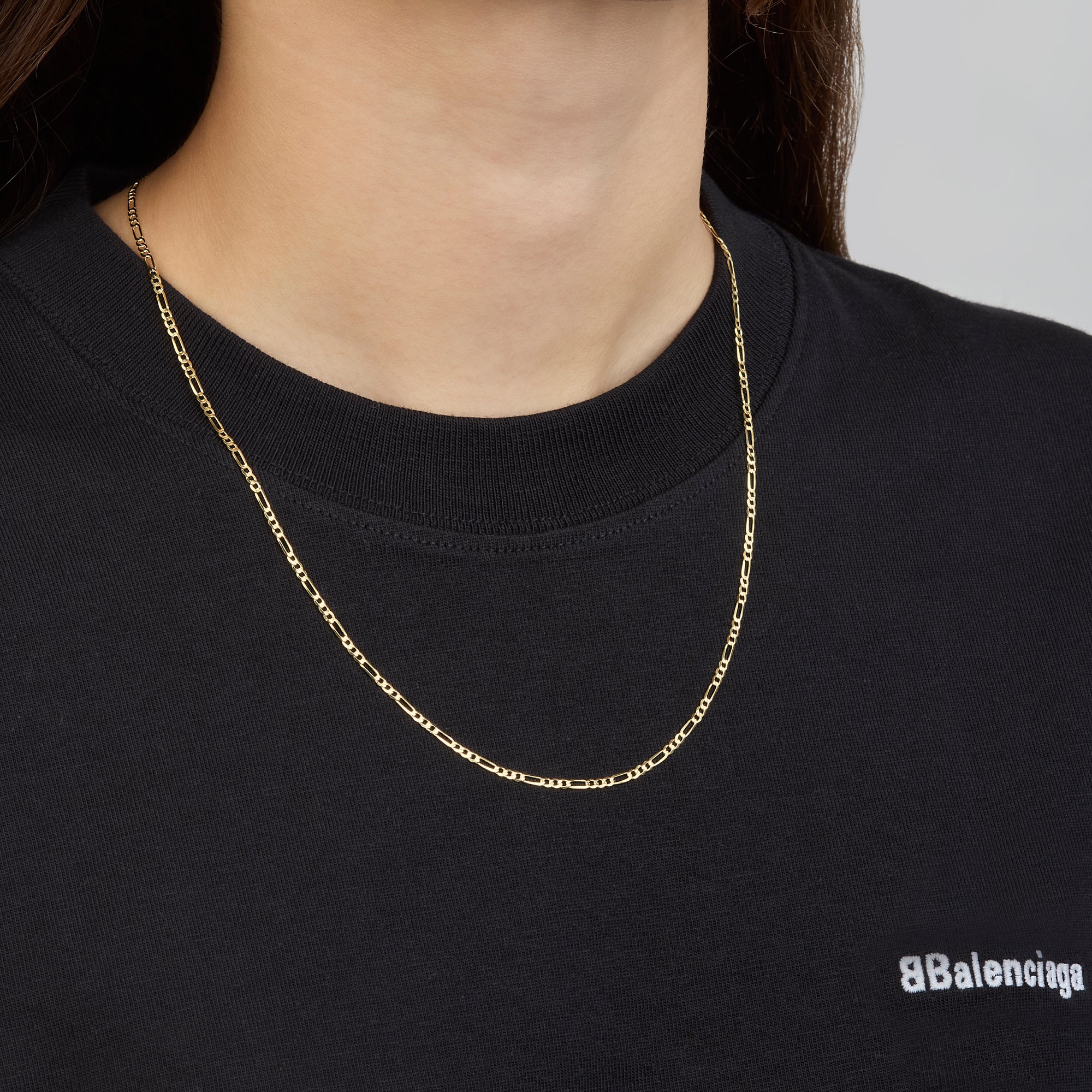 Cadena 3X1 Tejido Fígaro Troquelado 14K Oro Amarillo + Estuche