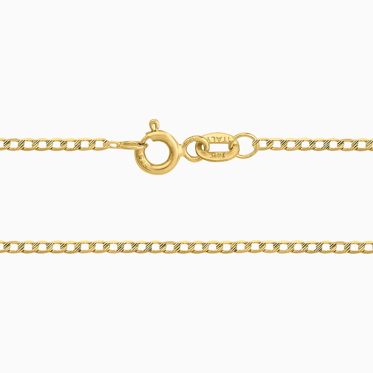 Cadena Barbada Troquelado 14k + Estuche