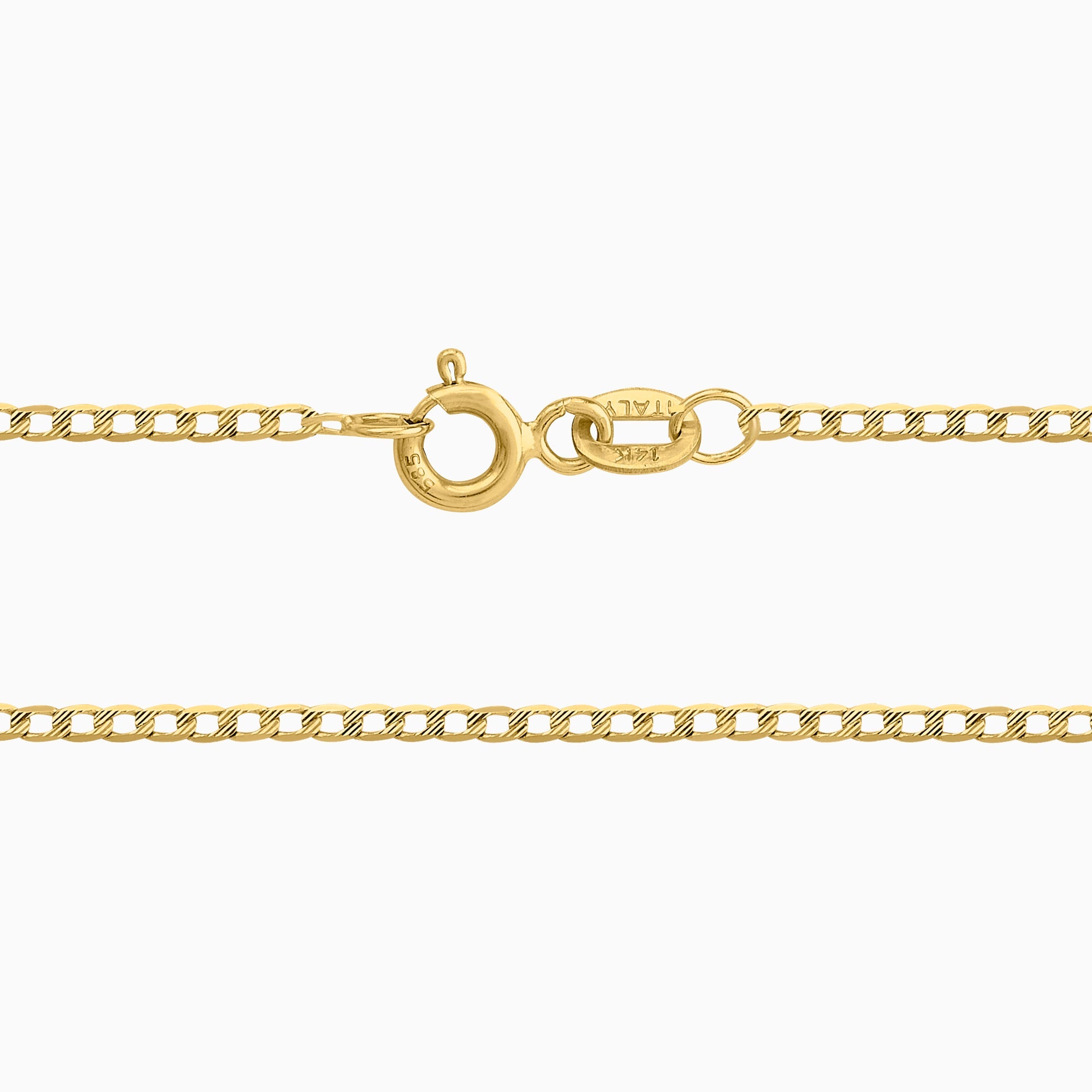 Cadena Barbada Troquelado 14k + Estuche
