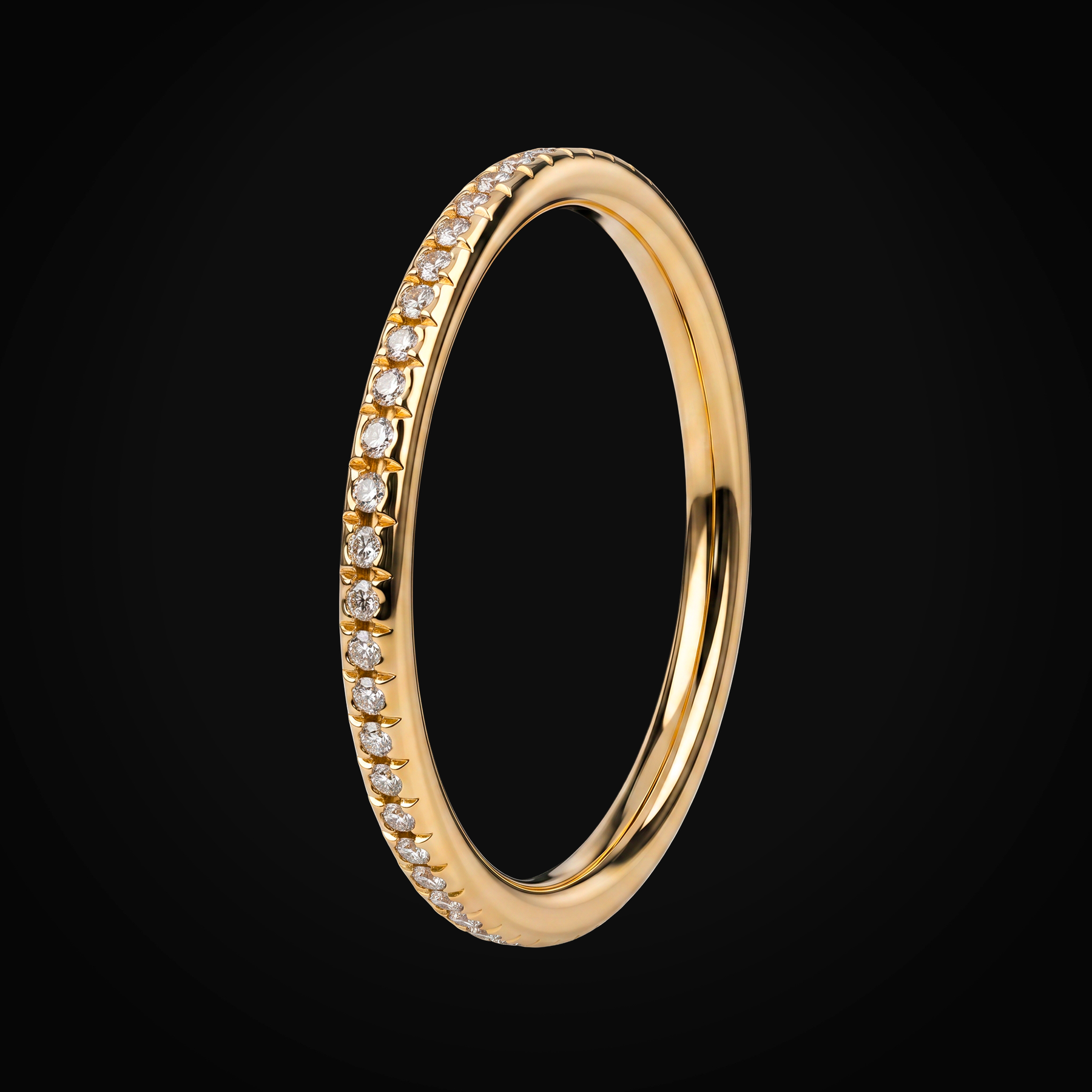 Mini Churumbela Oro Amarillo Diamantes Naturales + Estuche