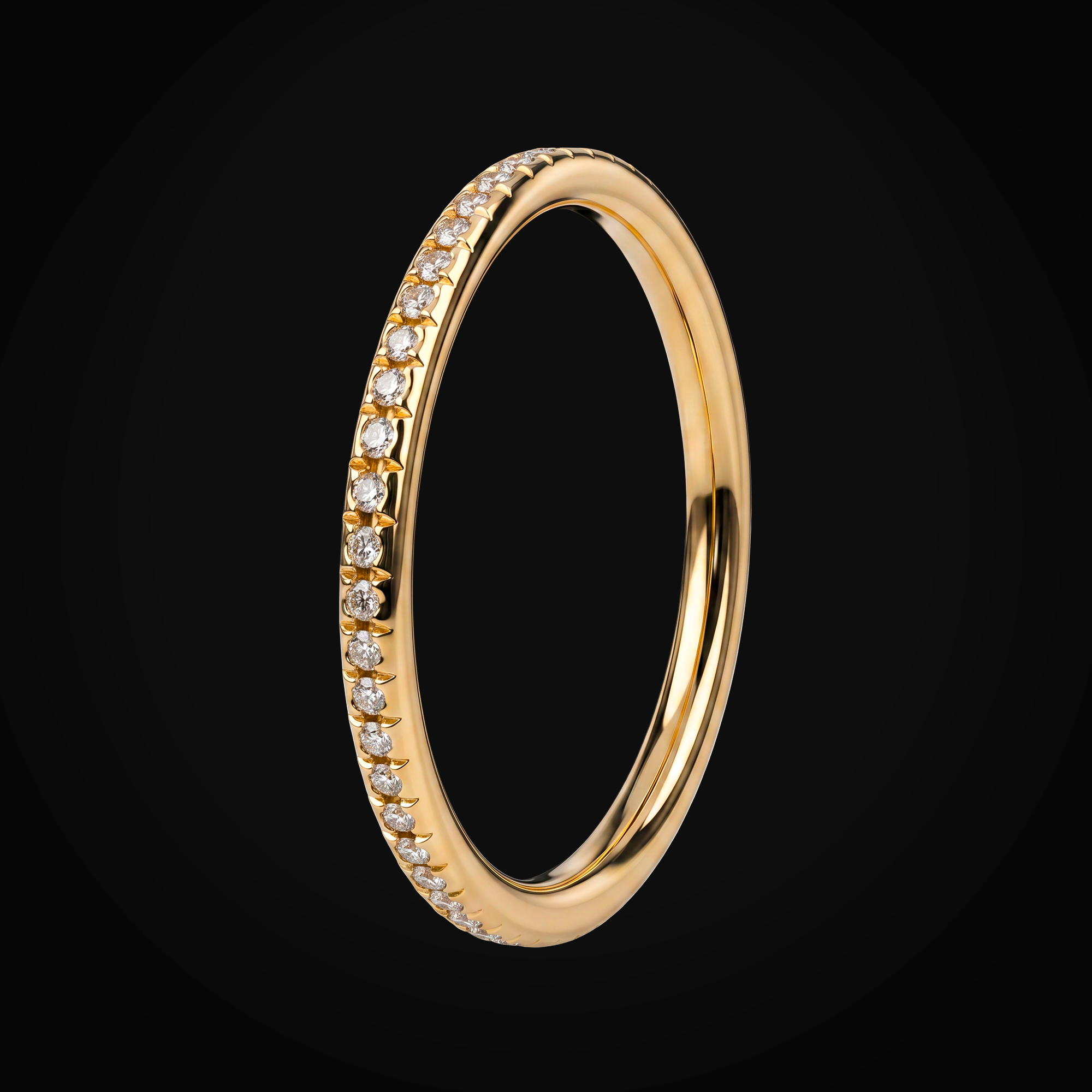 Mini Churumbela Oro Amarillo Diamantes Naturales + Estuche